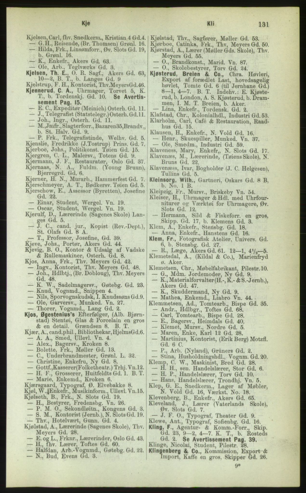 Kristiania/Oslo adressebok, PUBL/-, 1883, p. 131