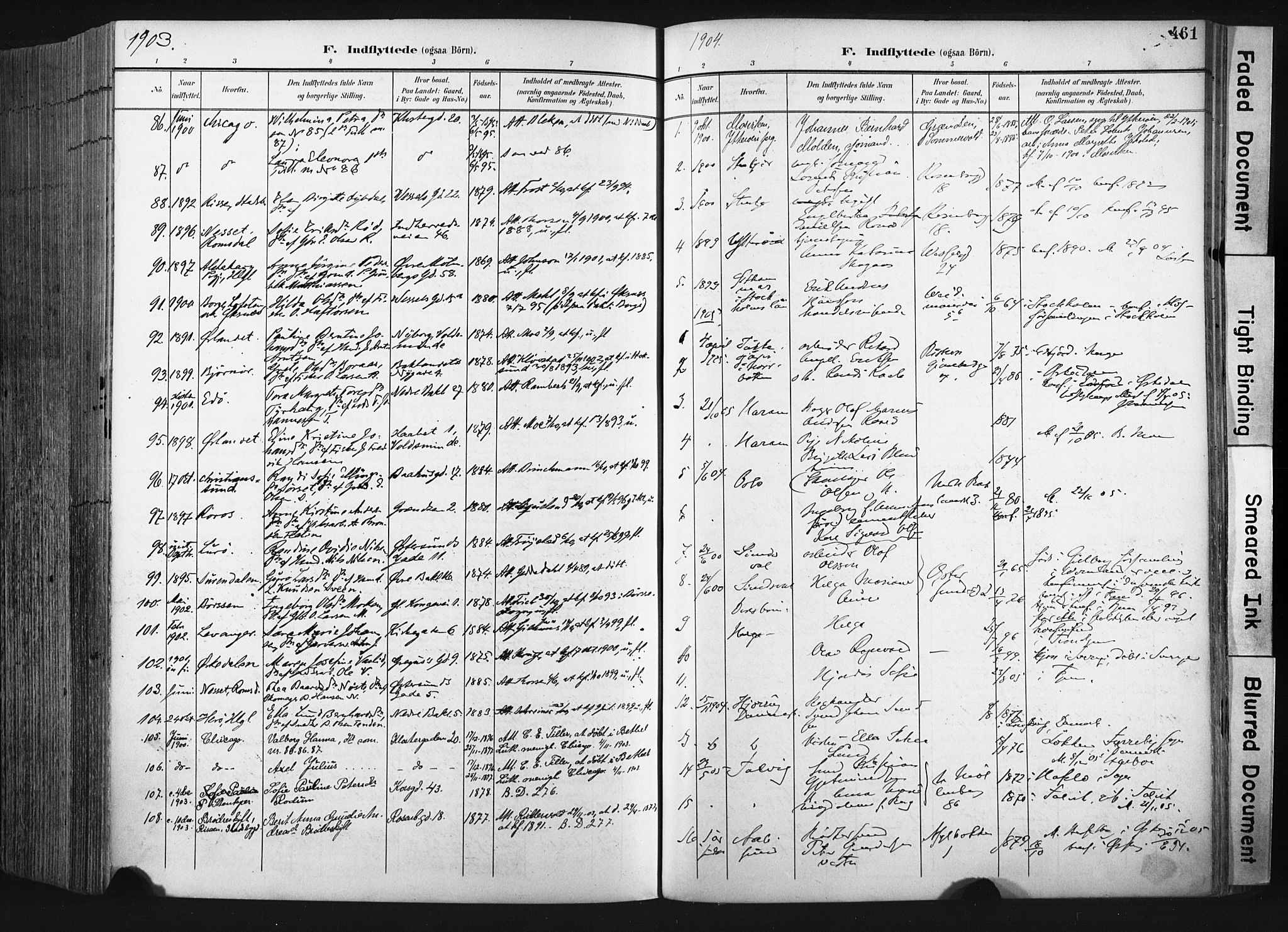 Ministerialprotokoller, klokkerbøker og fødselsregistre - Sør-Trøndelag, SAT/A-1456/604/L0201: Parish register (official) no. 604A21, 1901-1911, p. 461