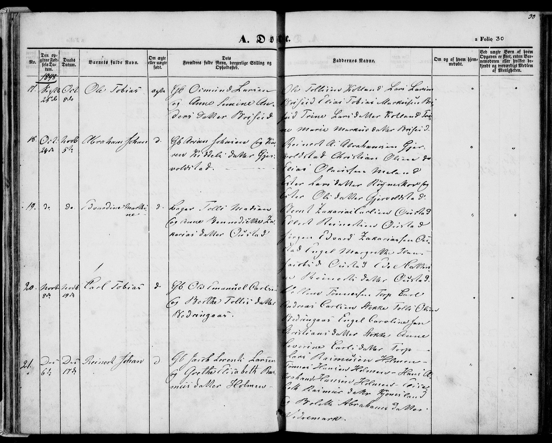 Herad sokneprestkontor, AV/SAK-1111-0018/F/Fa/Faa/L0004: Parish register (official) no. A 4, 1844-1853, p. 30