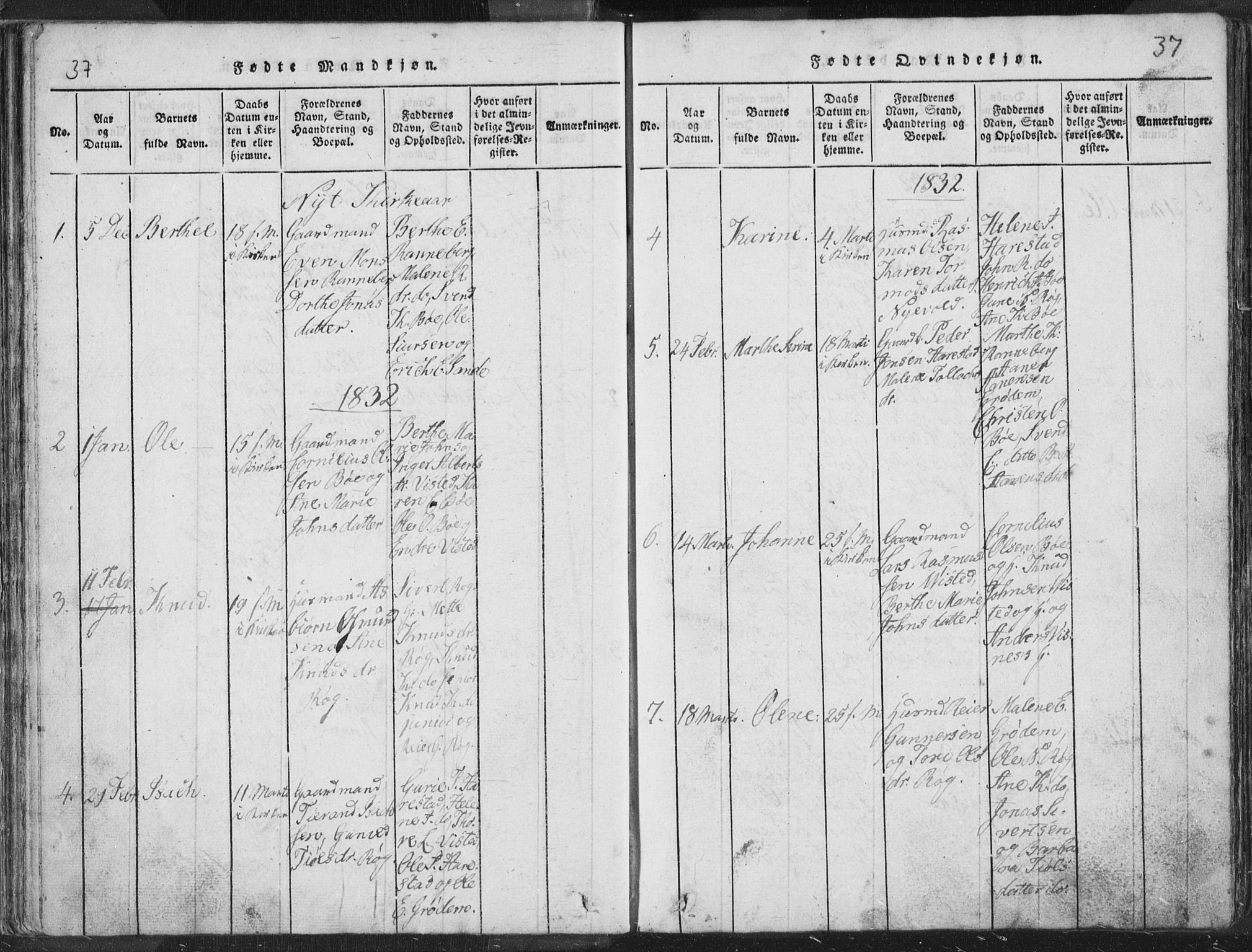Hetland sokneprestkontor, SAST/A-101826/30/30BA/L0001: Parish register (official) no. A 1, 1816-1856, p. 37