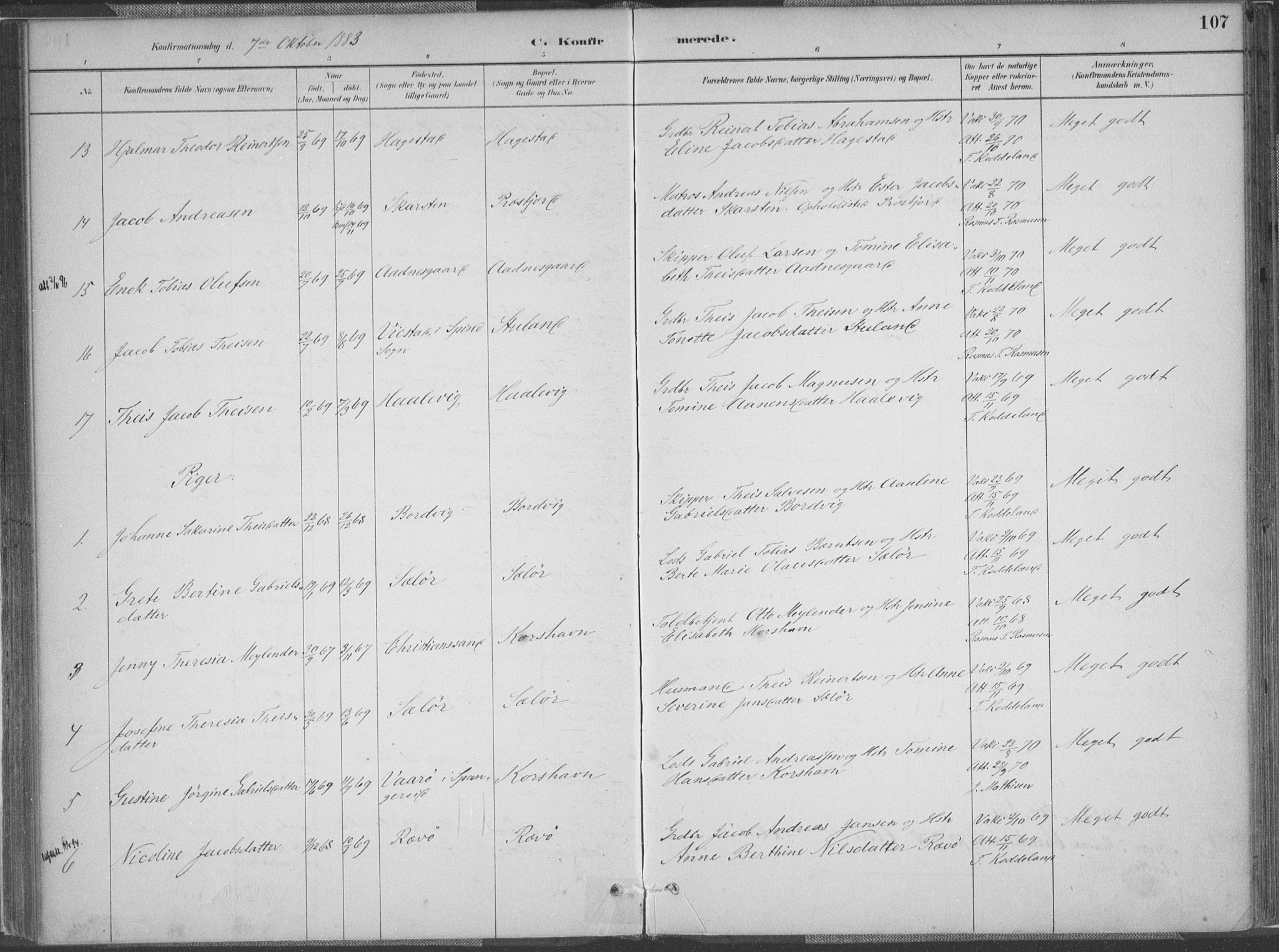 Lyngdal sokneprestkontor, AV/SAK-1111-0029/F/Fa/Faa/L0004: Parish register (official) no. A 4, 1883-1904, p. 107