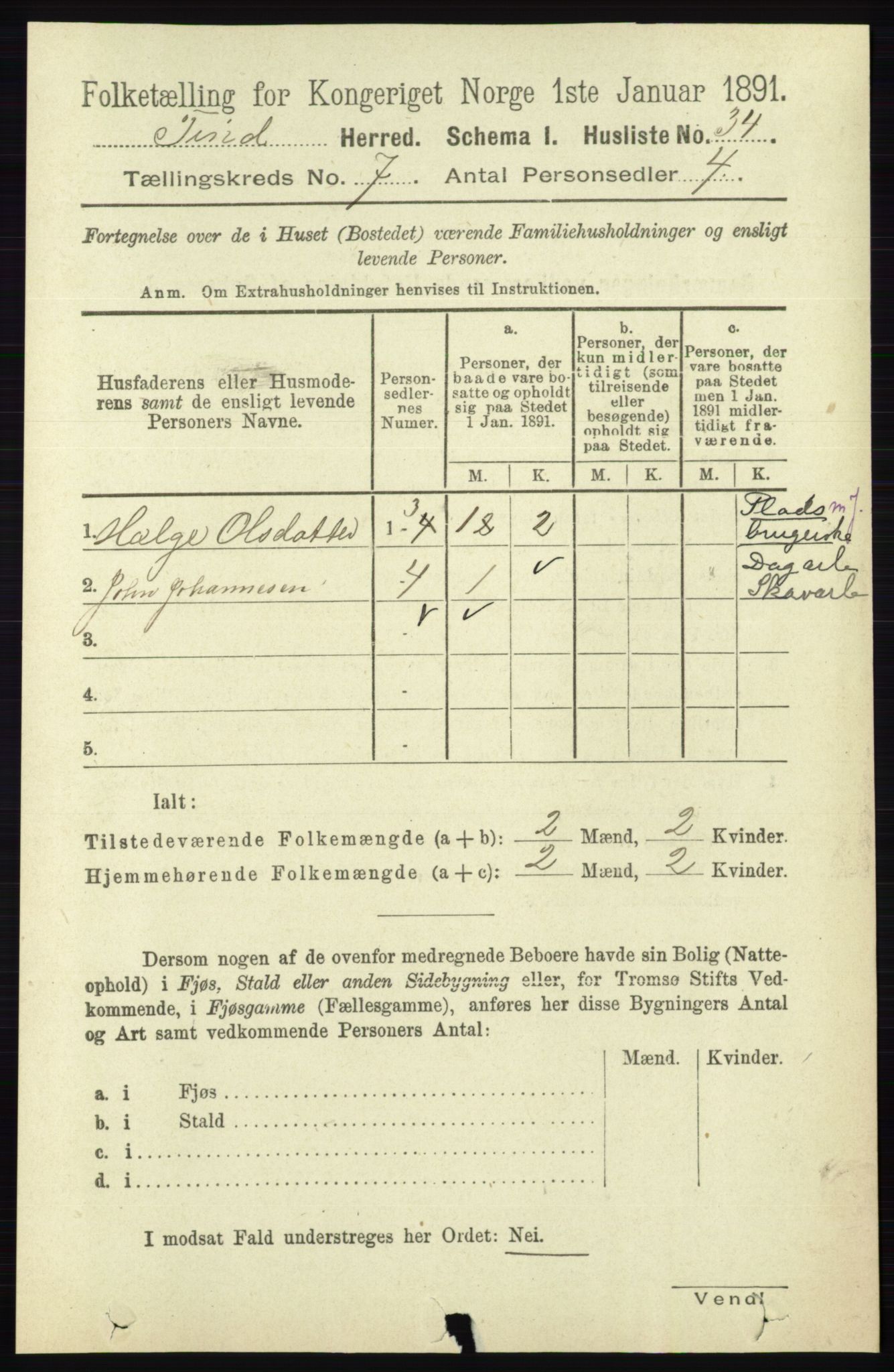 RA, 1891 census for 0826 Tinn, 1891, p. 1430