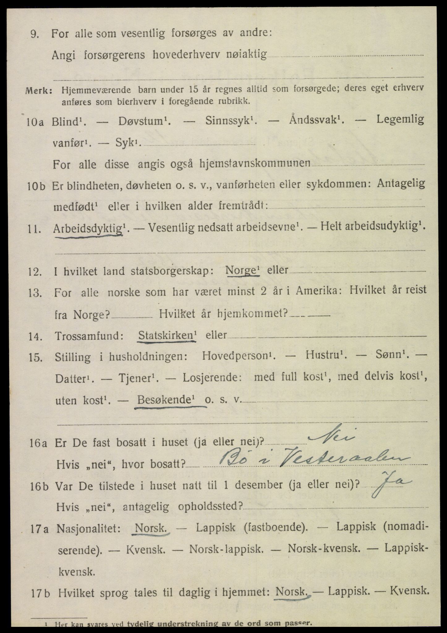 SAT, 1920 census for Alstahaug, 1920, p. 3260