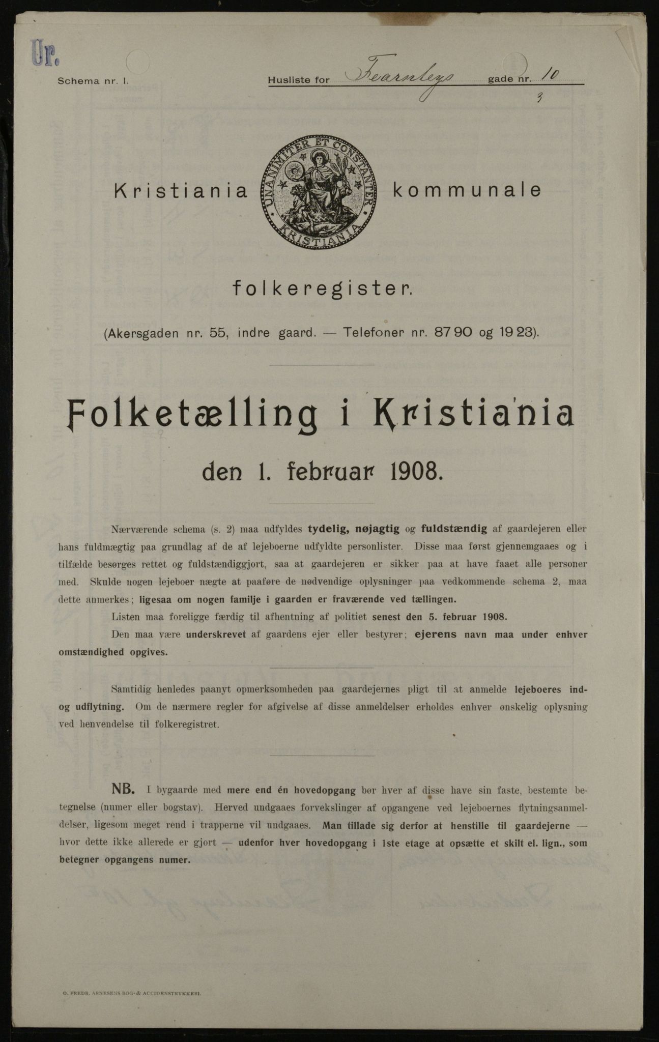 OBA, Municipal Census 1908 for Kristiania, 1908, p. 21796