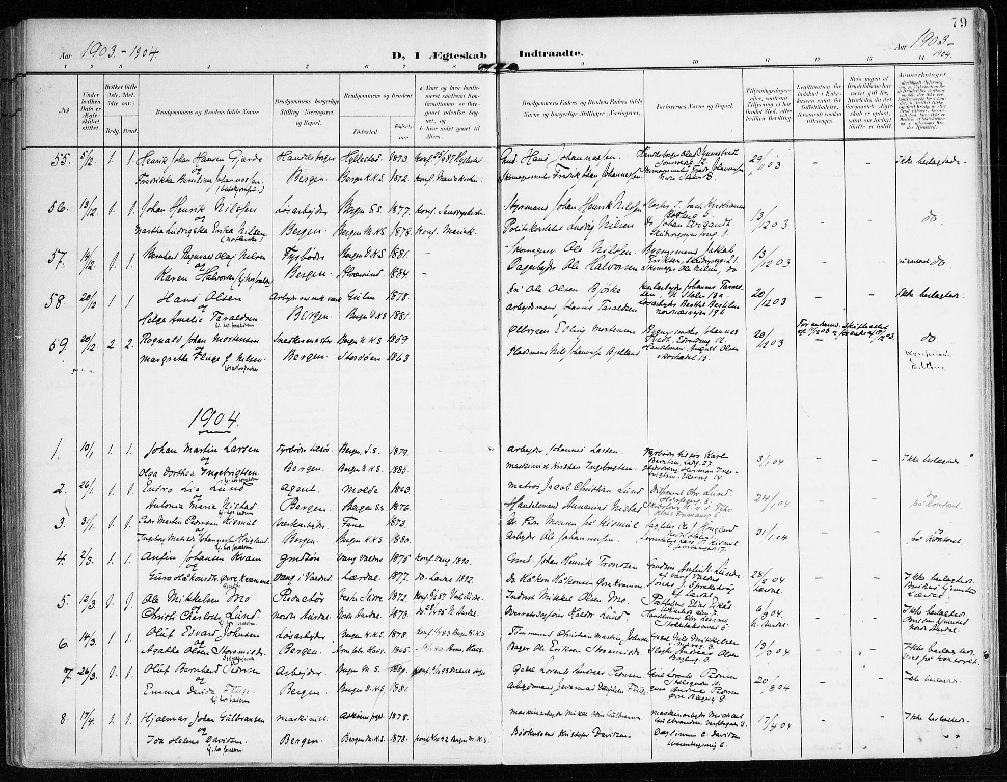 Mariakirken Sokneprestembete, SAB/A-76901/H/Haa/L0014: Parish register (official) no. C 2, 1900-1916, p. 79