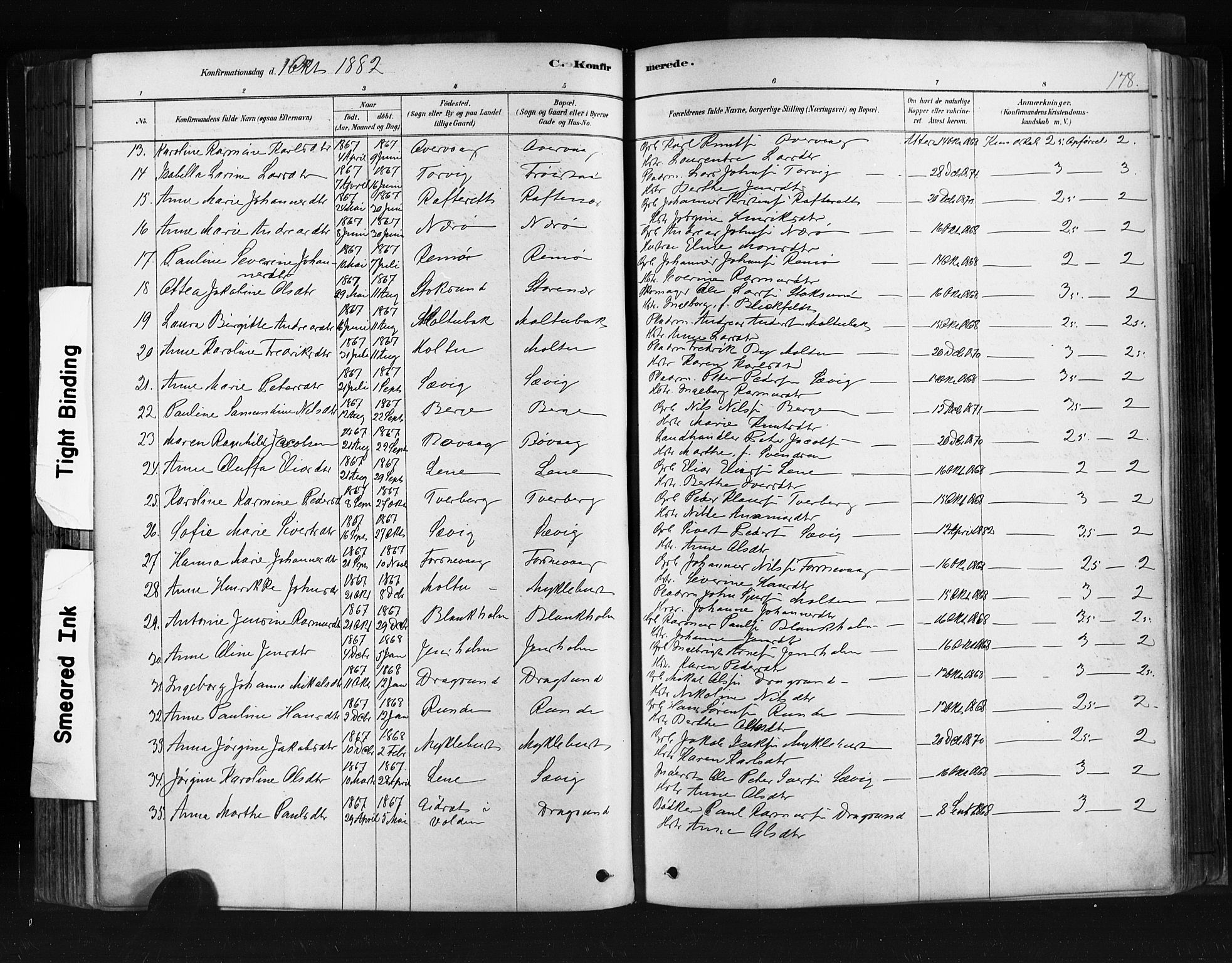 Ministerialprotokoller, klokkerbøker og fødselsregistre - Møre og Romsdal, SAT/A-1454/507/L0073: Parish register (official) no. 507A08, 1878-1904, p. 178