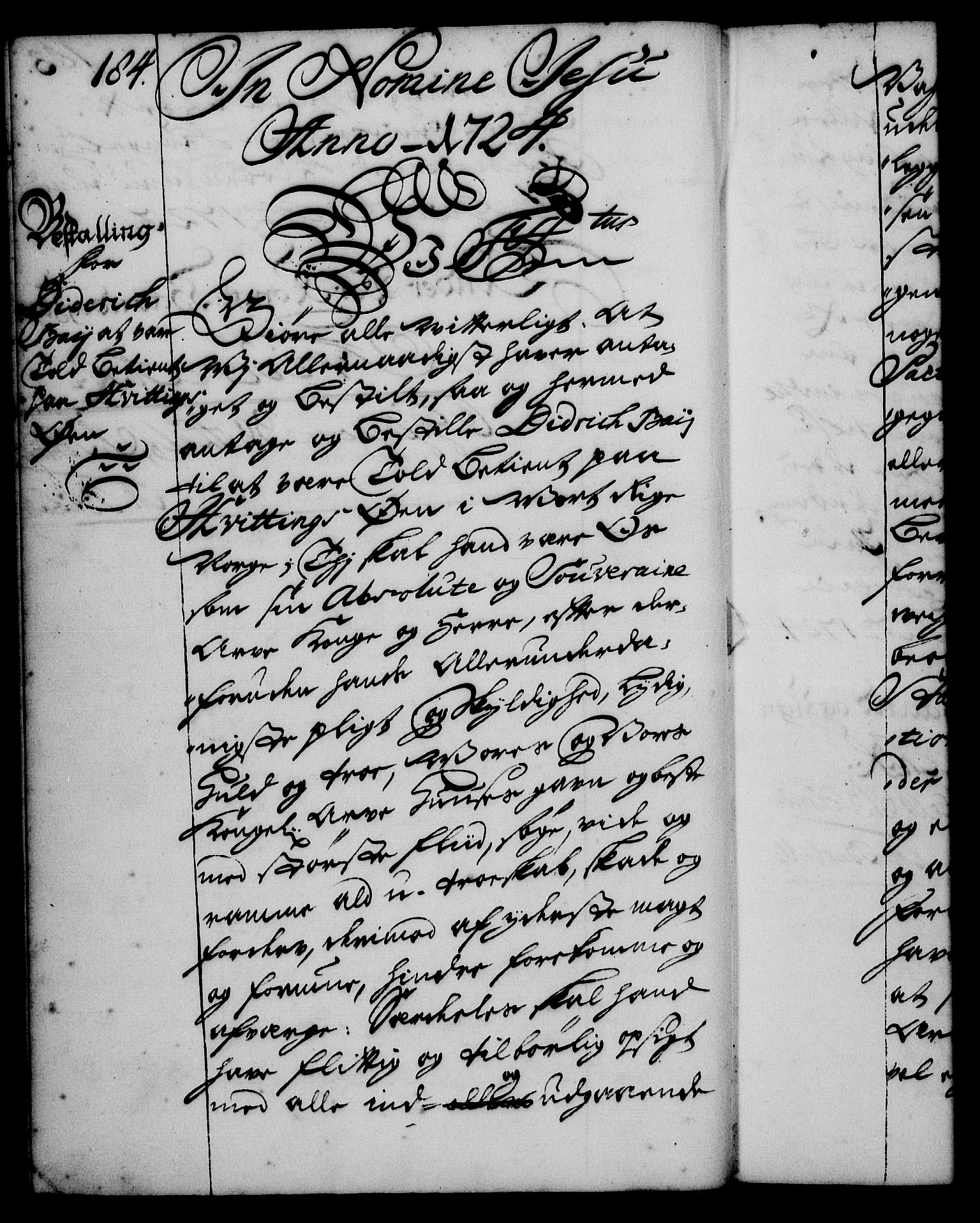 Rentekammeret, Kammerkanselliet, RA/EA-3111/G/Gg/Gge/L0001: Norsk bestallingsprotokoll med register (merket RK 53.25), 1720-1730, p. 184