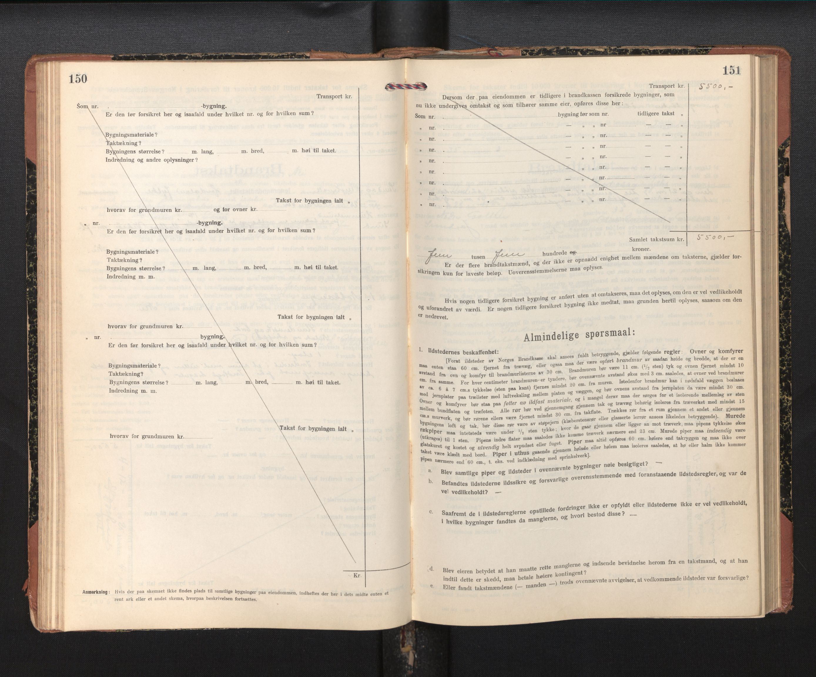 Lensmannen i Sund og Austevoll, AV/SAB-A-35201/0012/L0004: Branntakstprotokoll, skjematakst, 1917-1949, p. 150-151