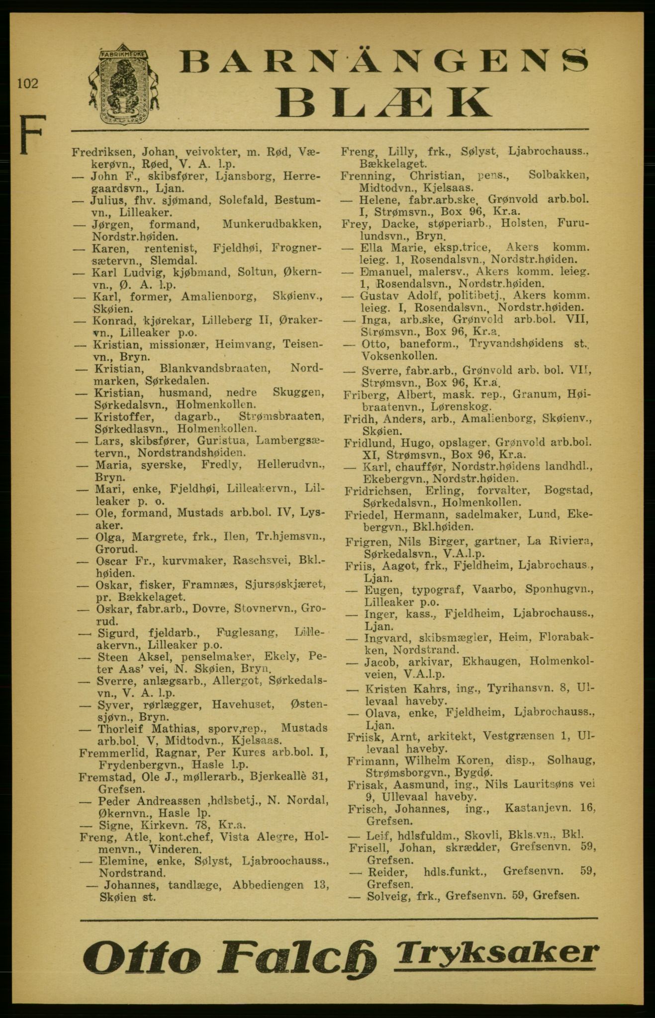 Aker adressebok/adressekalender, PUBL/001/A/003: Akers adressekalender, 1924-1925, p. 102
