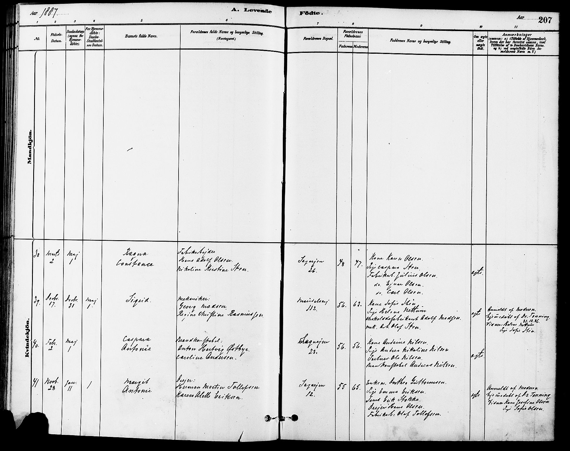 Gamle Aker prestekontor Kirkebøker, SAO/A-10617a/F/L0006: Parish register (official) no. 6, 1880-1887, p. 207