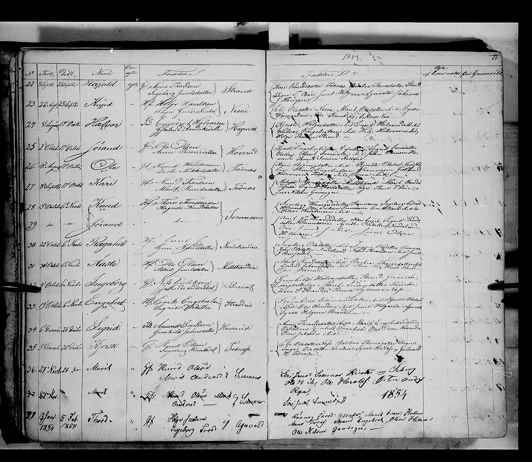 Nord-Aurdal prestekontor, SAH/PREST-132/H/Ha/Haa/L0005: Parish register (official) no. 5, 1842-1863, p. 24