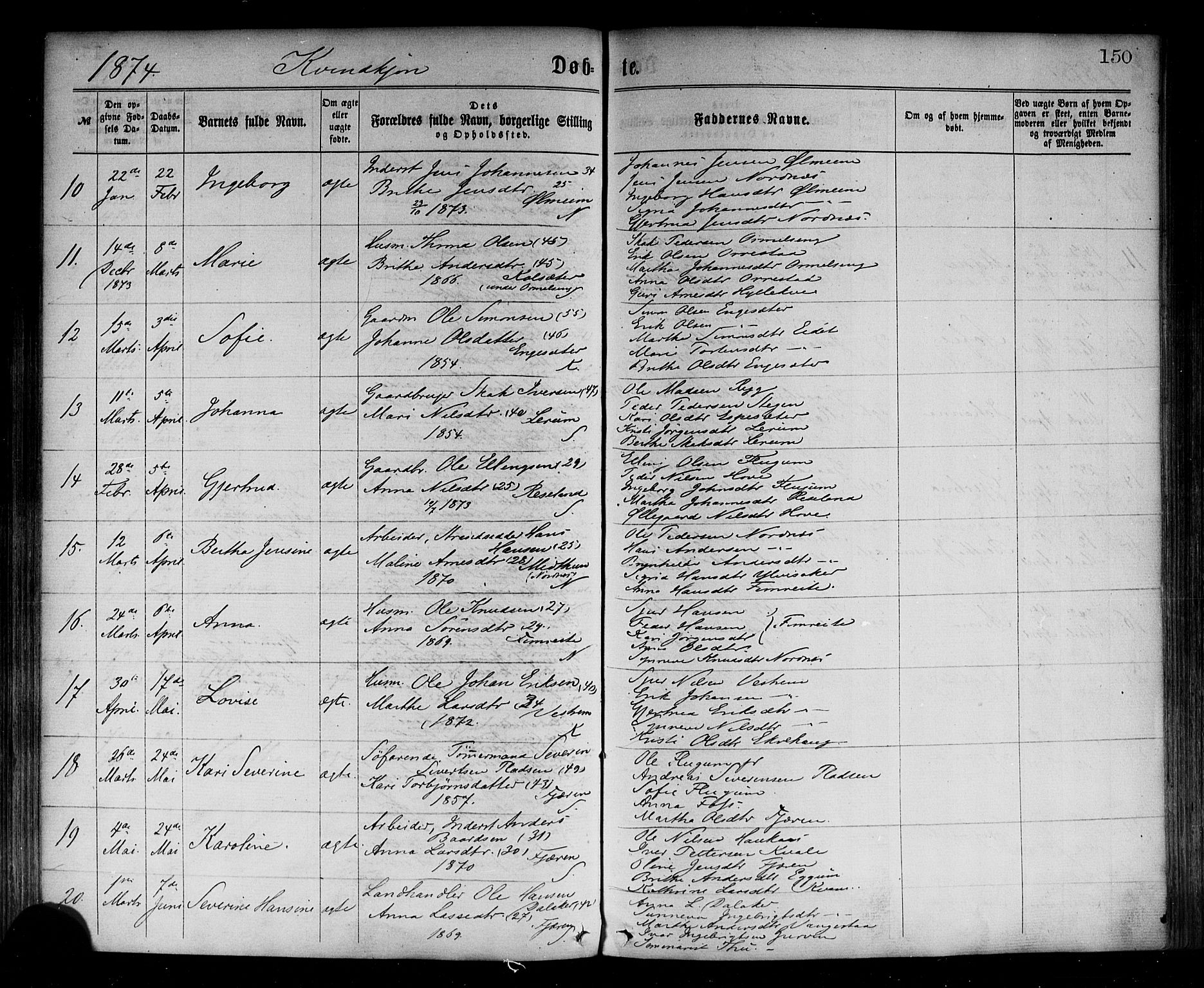 Sogndal sokneprestembete, SAB/A-81301/H/Haa/Haaa/L0014: Parish register (official) no. A 14, 1864-1877, p. 150