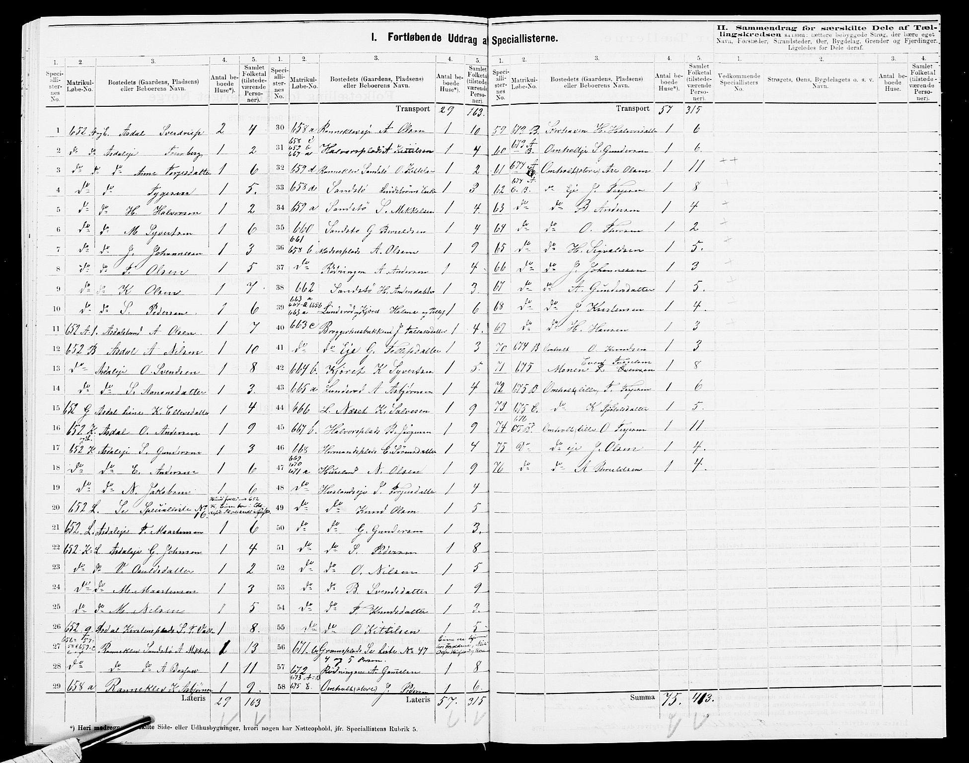 SAK, 1875 census for 0920P Øyestad, 1875, p. 47