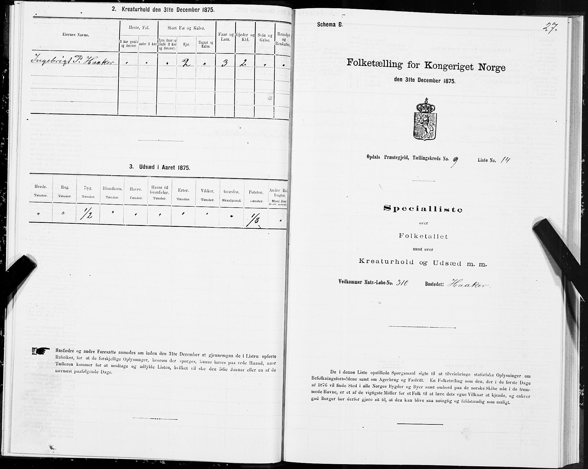 SAT, 1875 census for 1634P Oppdal, 1875, p. 6027