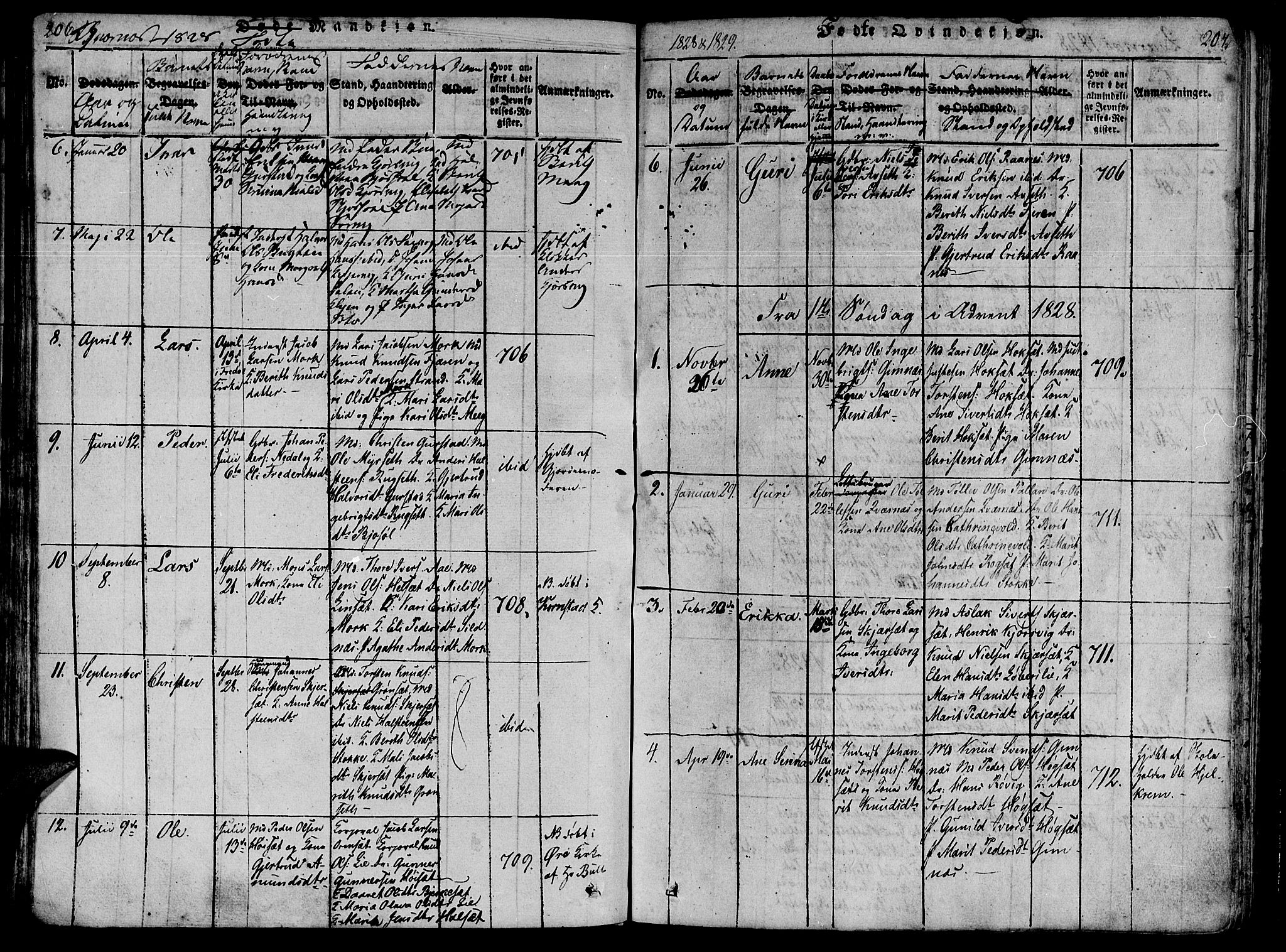 Ministerialprotokoller, klokkerbøker og fødselsregistre - Møre og Romsdal, AV/SAT-A-1454/568/L0800: Parish register (official) no. 568A09 /1, 1819-1830, p. 206-207