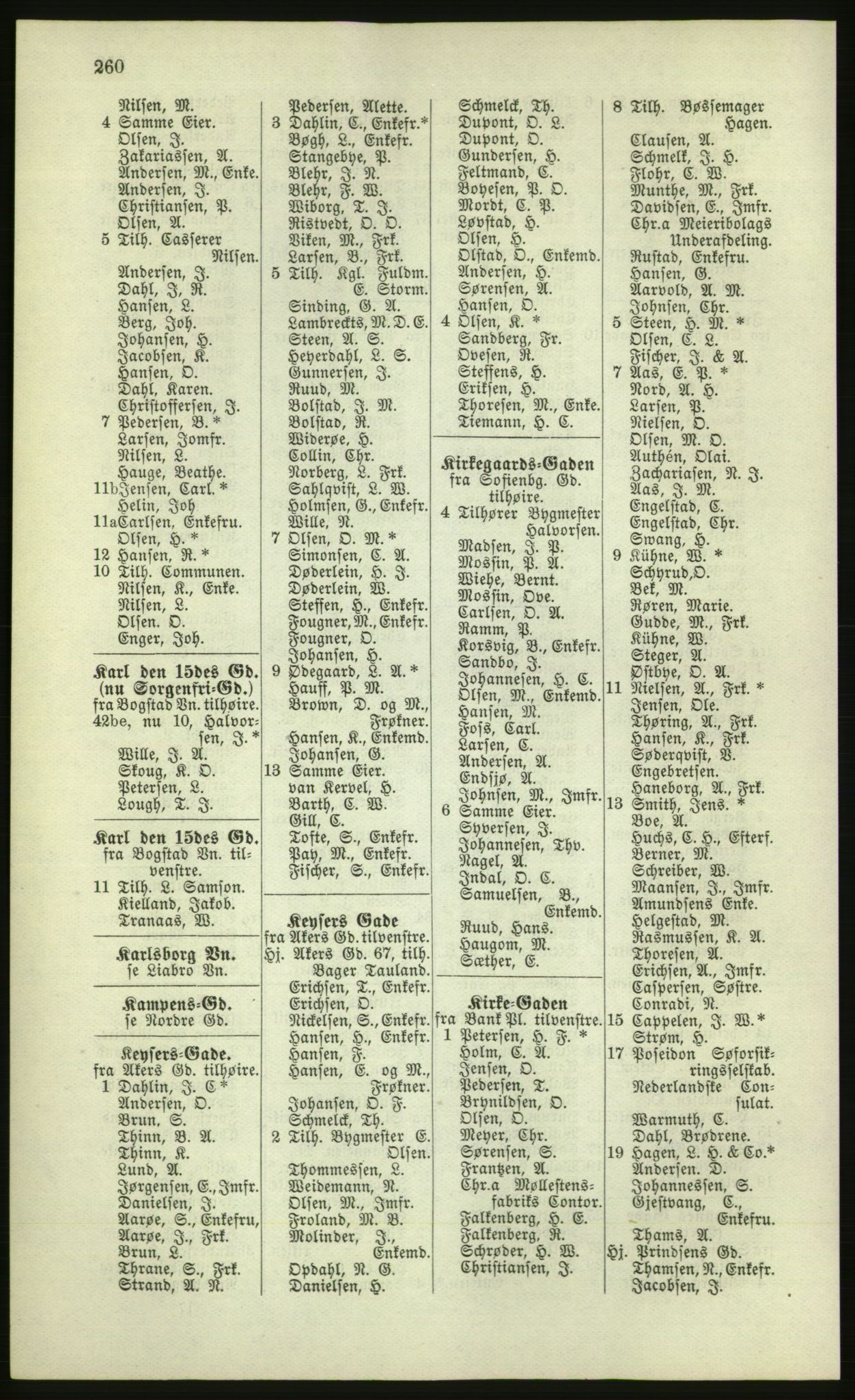 Kristiania/Oslo adressebok, PUBL/-, 1881, p. 260