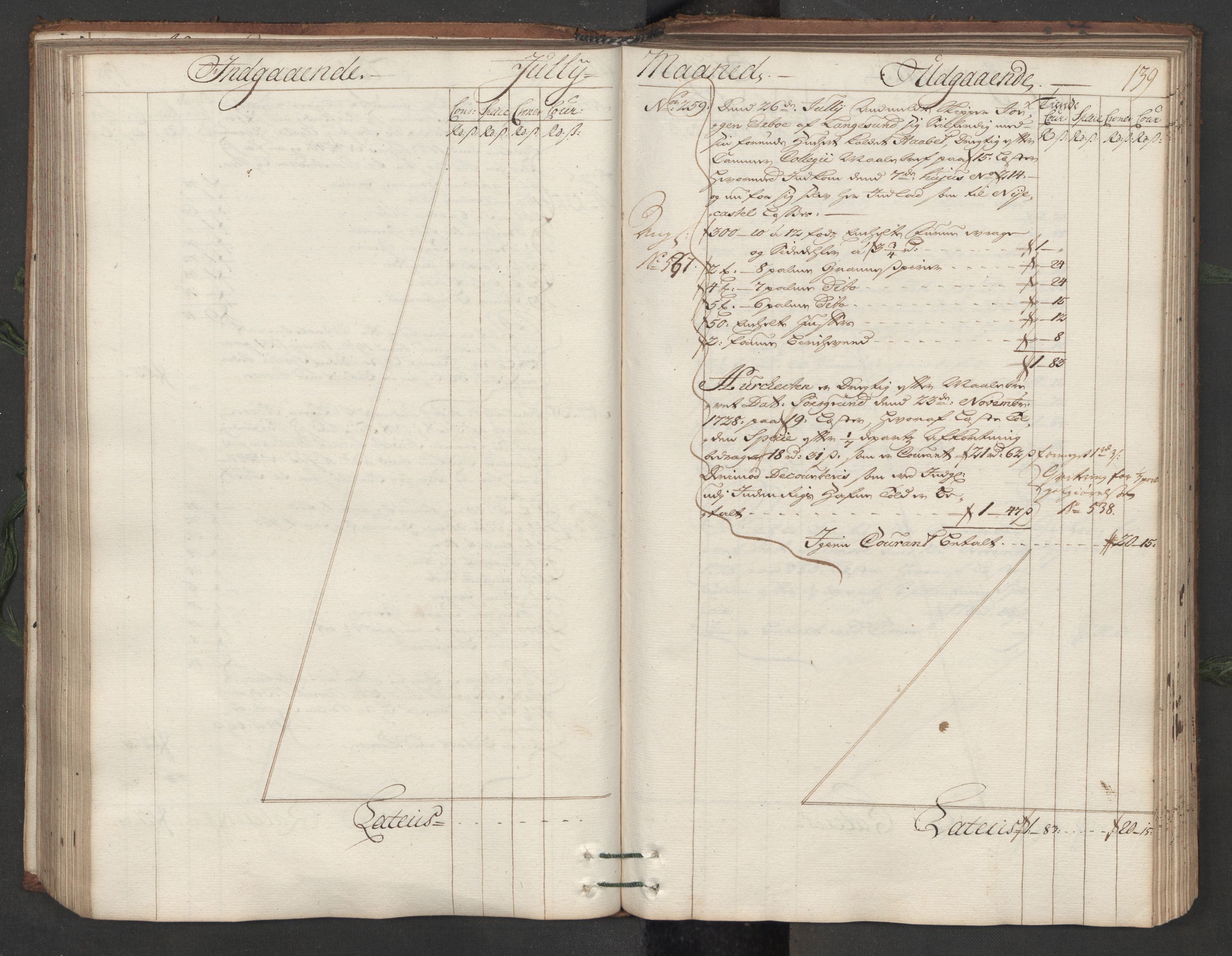 Generaltollkammeret, tollregnskaper, AV/RA-EA-5490/R12/L0007/0001: Tollregnskaper Langesund / Hovedtollbok, 1731, p. 138b-139a