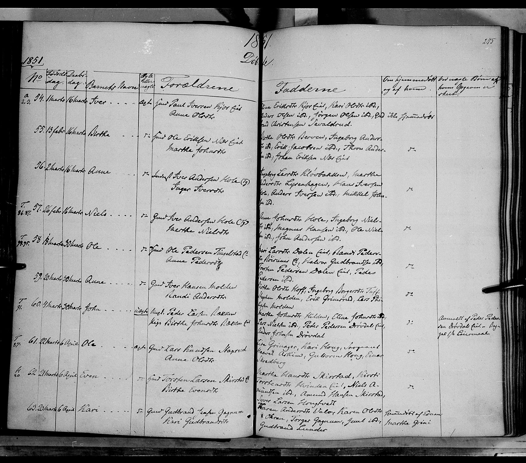 Gran prestekontor, AV/SAH-PREST-112/H/Ha/Haa/L0011: Parish register (official) no. 11, 1842-1856, p. 274-275