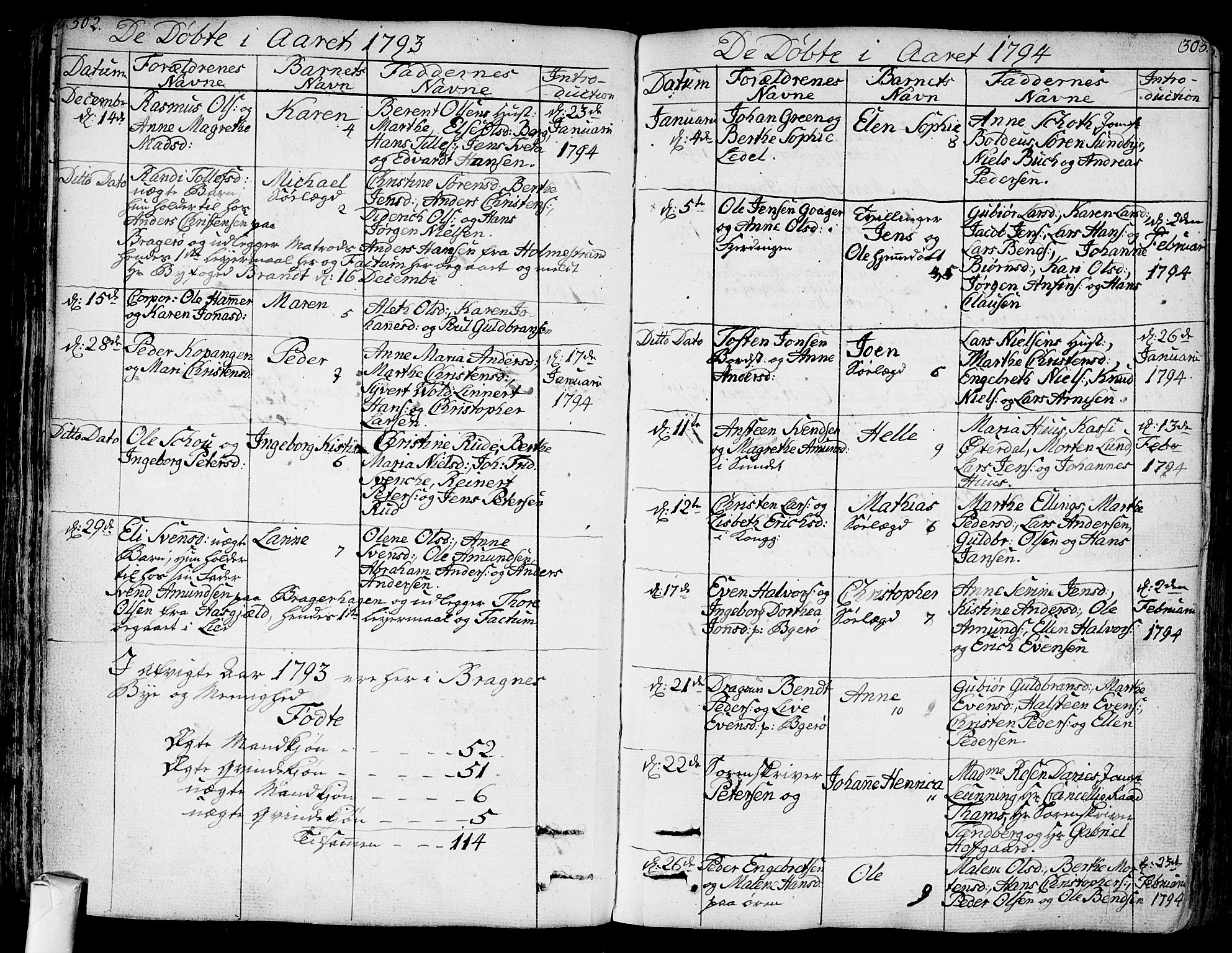 Bragernes kirkebøker, AV/SAKO-A-6/F/Fa/L0006a: Parish register (official) no. I 6, 1782-1814, p. 302-303