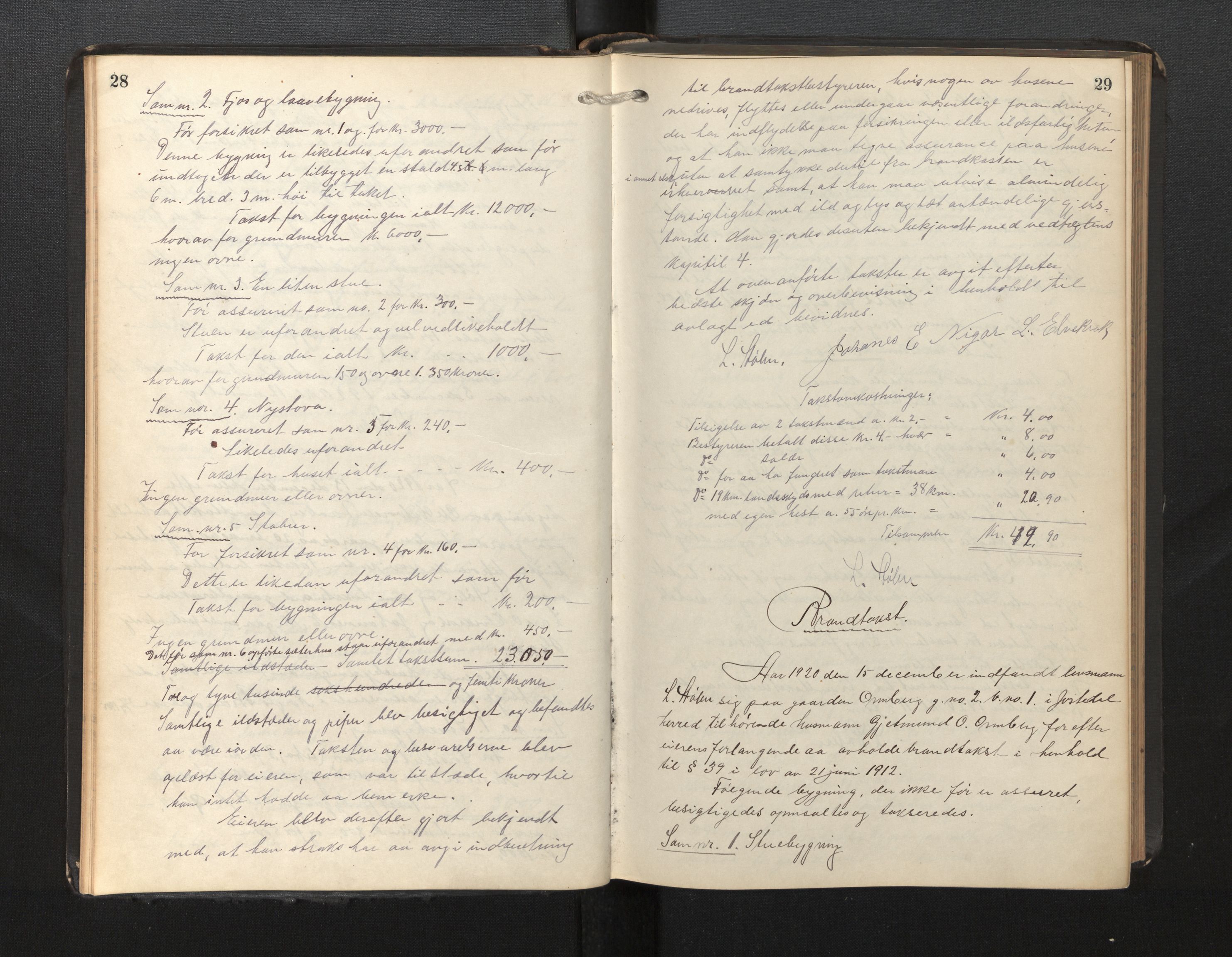 Lensmannen i Jostedal, AV/SAB-A-28601/0012/L0002: Branntakstprotokoll, 1919-1952, p. 28-29