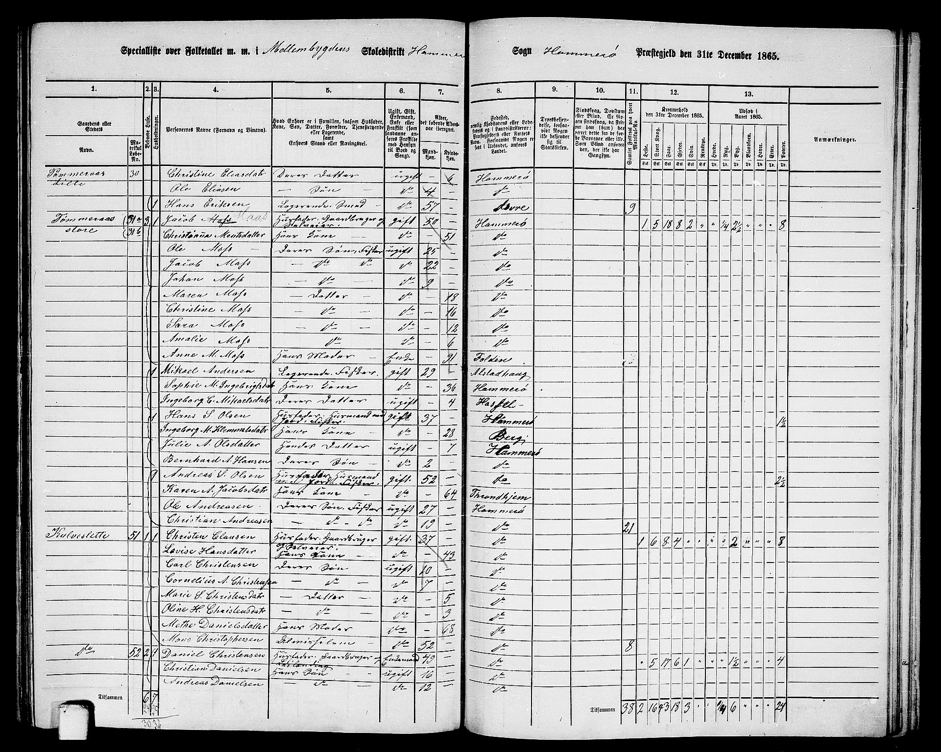 RA, 1865 census for Hamarøy, 1865, p. 33