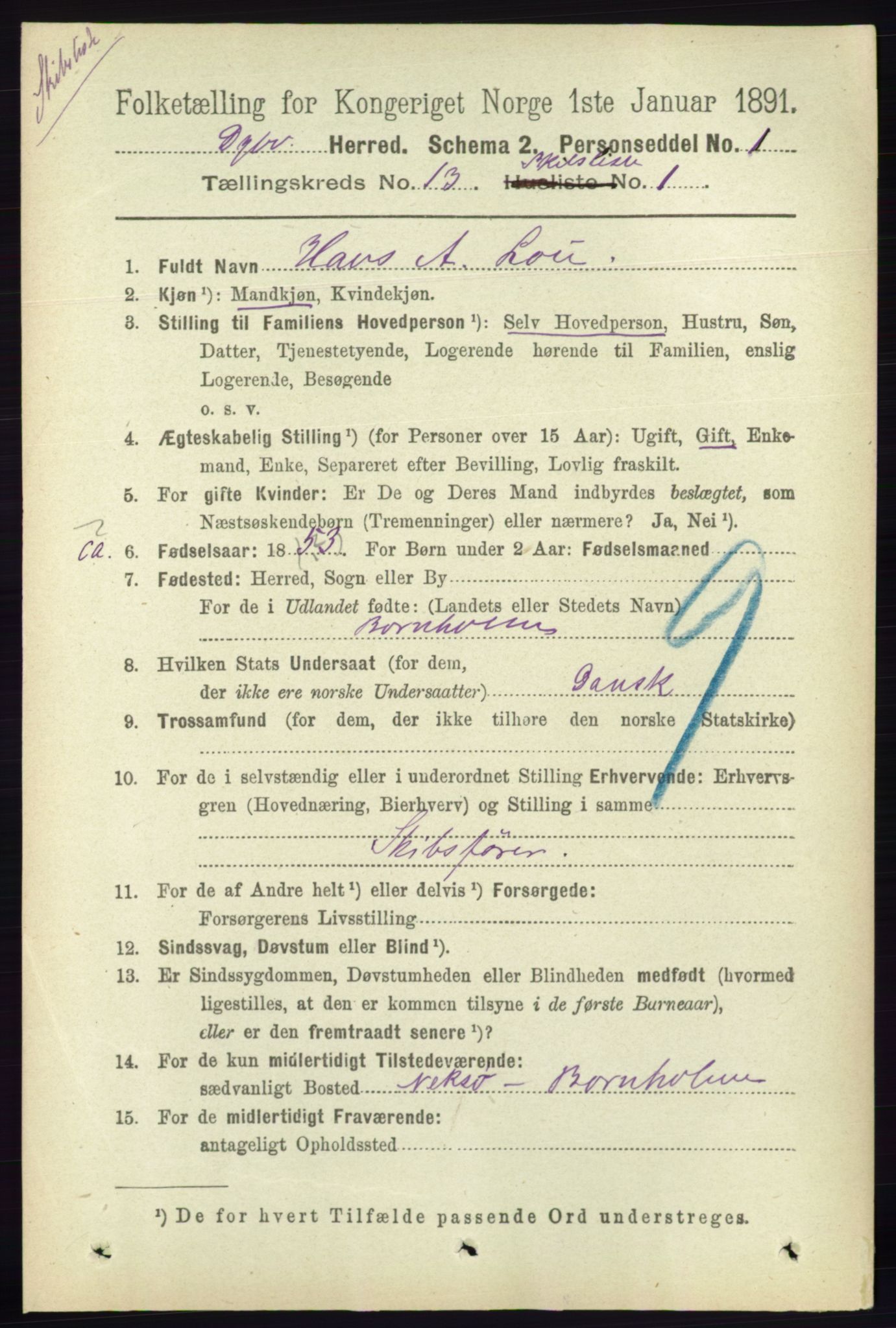 RA, 1891 census for 0915 Dypvåg, 1891, p. 5302