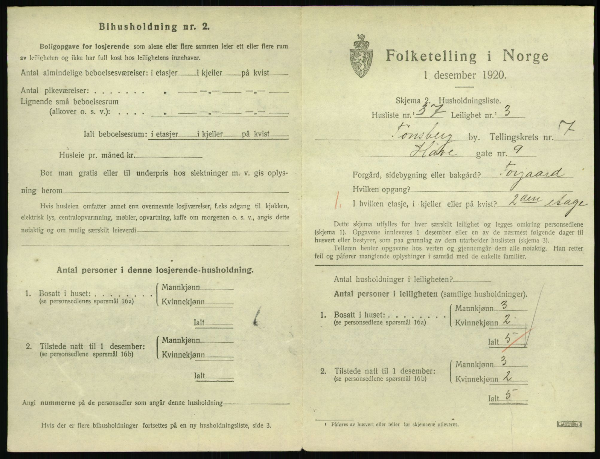 SAKO, 1920 census for Tønsberg, 1920, p. 4215