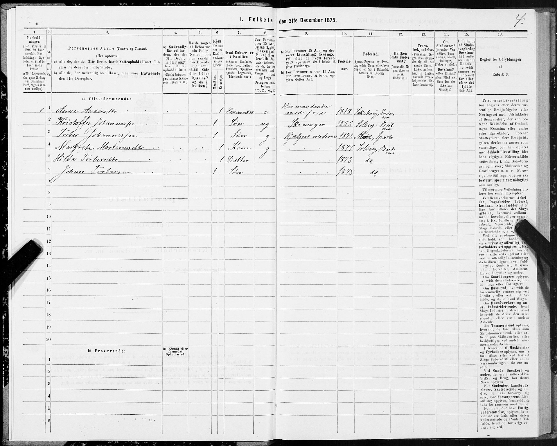 SAT, 1875 census for 1727P Beitstad, 1875, p. 2004