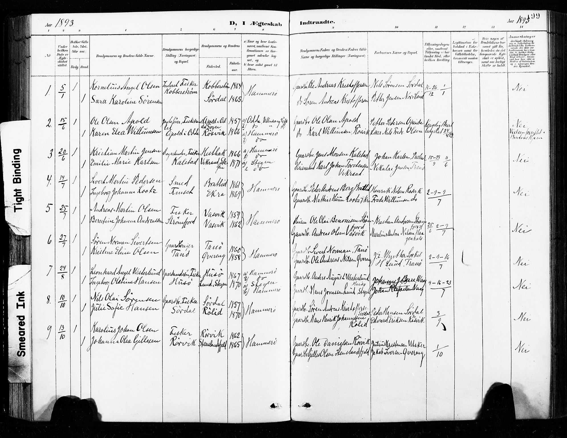 Ministerialprotokoller, klokkerbøker og fødselsregistre - Nordland, SAT/A-1459/859/L0847: Parish register (official) no. 859A07, 1890-1899, p. 199