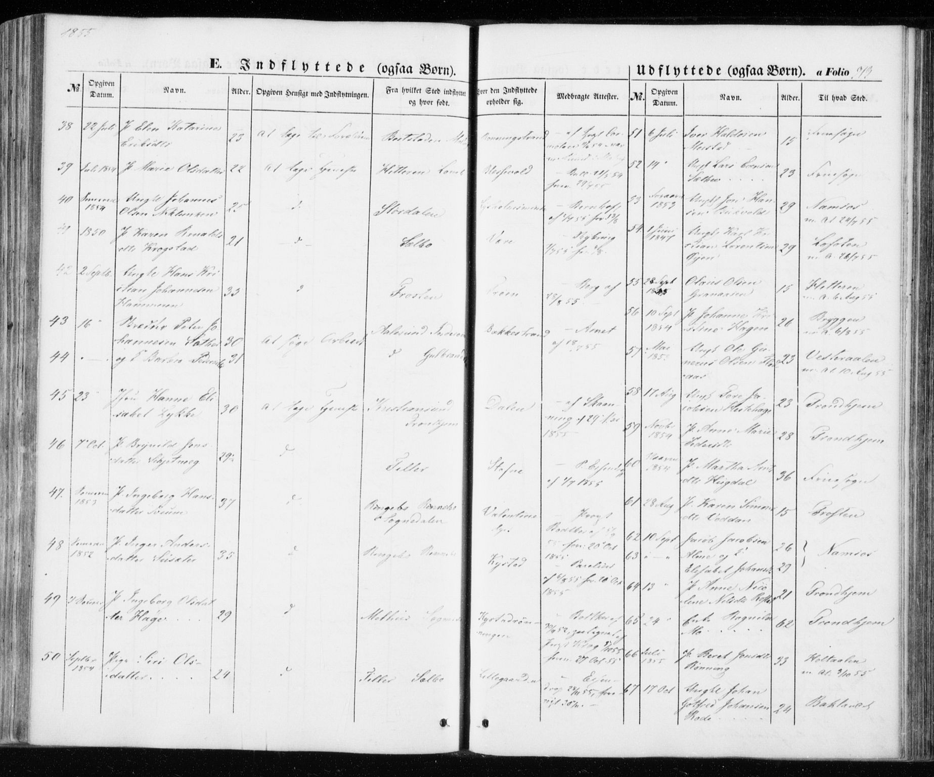 Ministerialprotokoller, klokkerbøker og fødselsregistre - Sør-Trøndelag, AV/SAT-A-1456/606/L0291: Parish register (official) no. 606A06, 1848-1856, p. 313