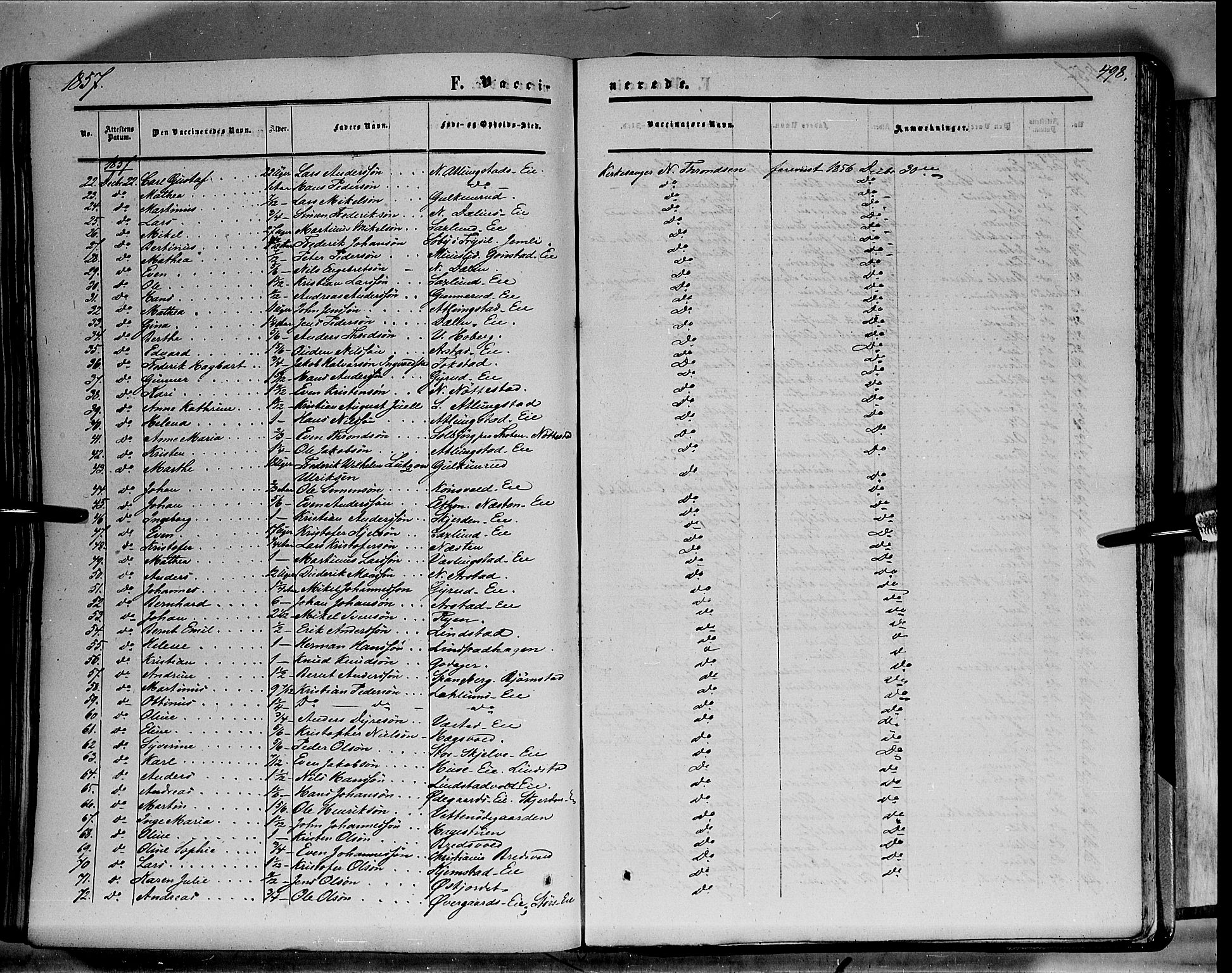 Stange prestekontor, AV/SAH-PREST-002/K/L0012: Parish register (official) no. 12, 1852-1862, p. 498