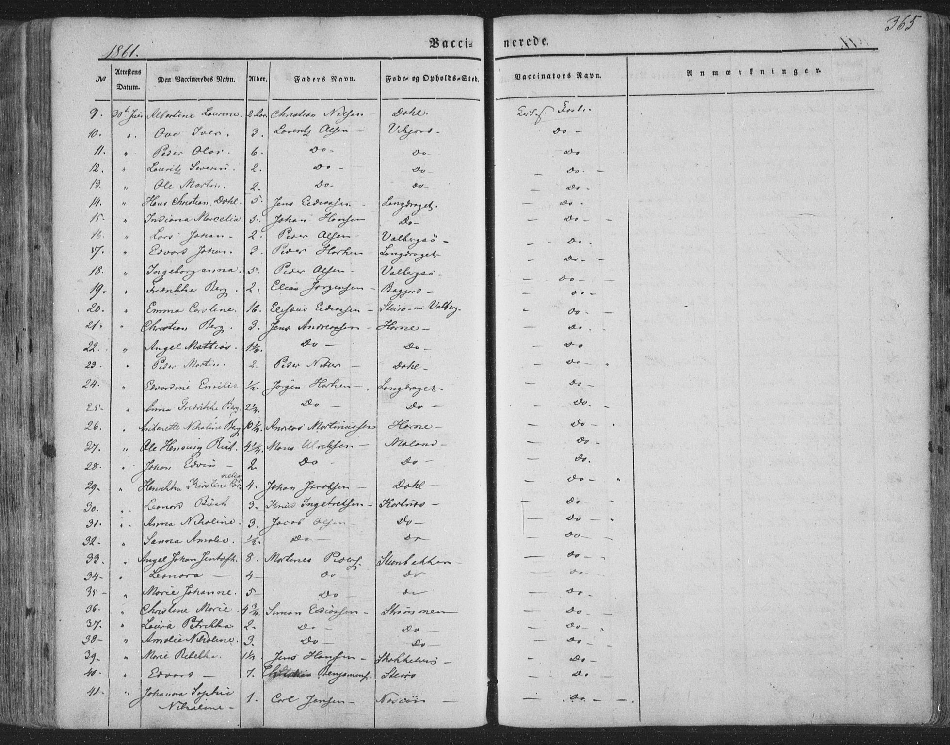 Ministerialprotokoller, klokkerbøker og fødselsregistre - Nordland, AV/SAT-A-1459/880/L1131: Parish register (official) no. 880A05, 1844-1868, p. 365