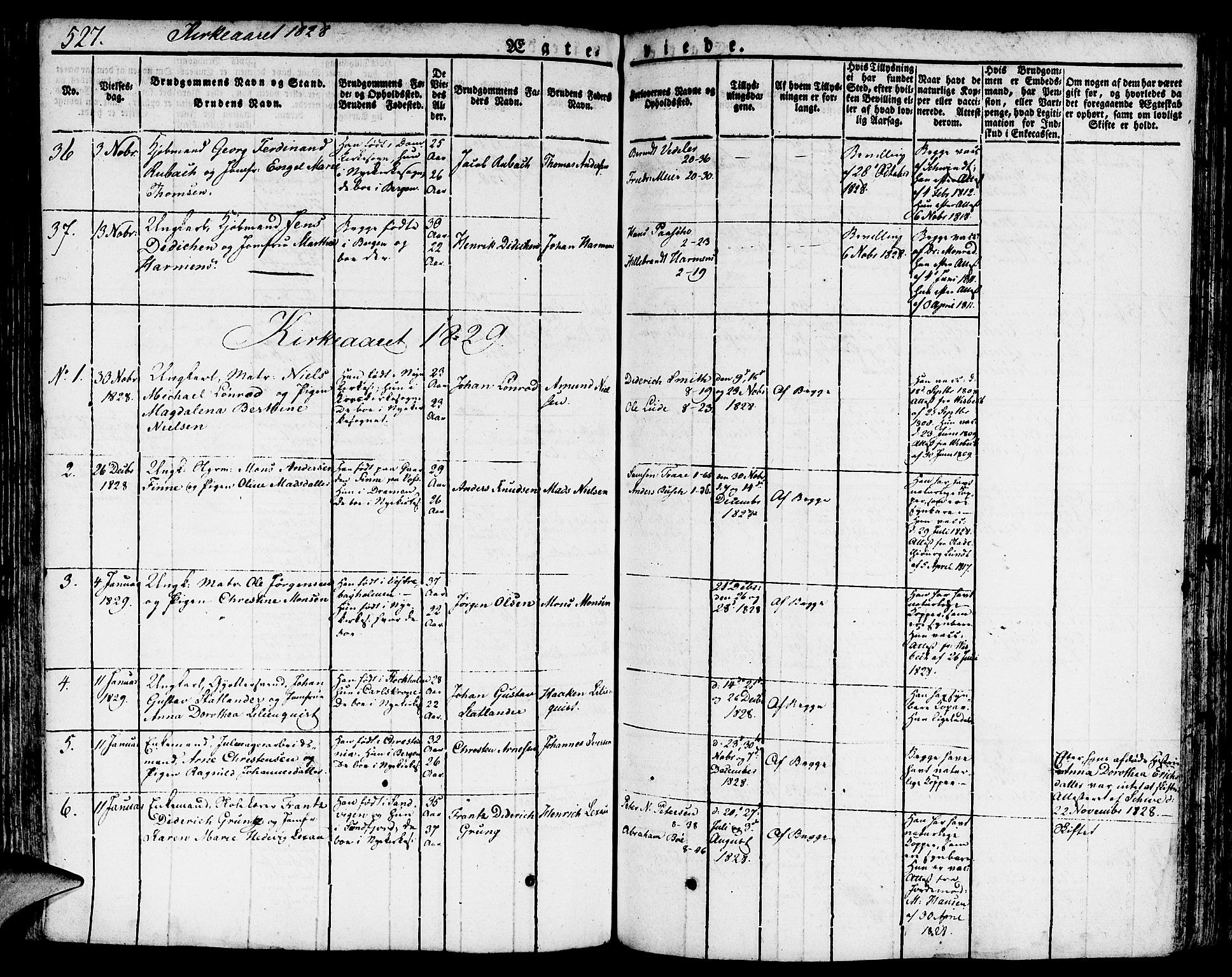 Nykirken Sokneprestembete, AV/SAB-A-77101/H/Hab: Parish register (copy) no. A 5II, 1821-1843, p. 527