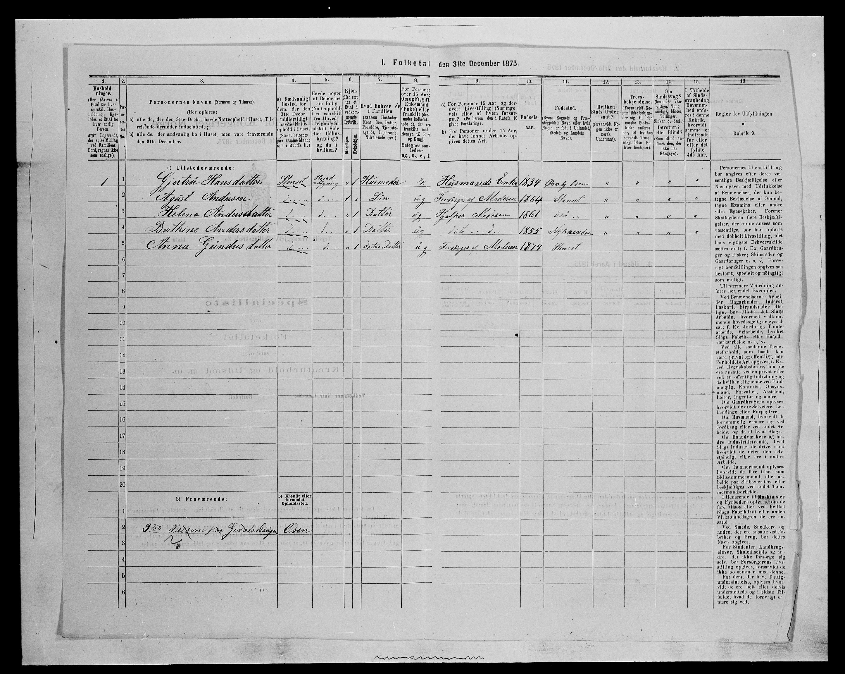 SAH, 1875 census for 0428P Trysil, 1875, p. 719