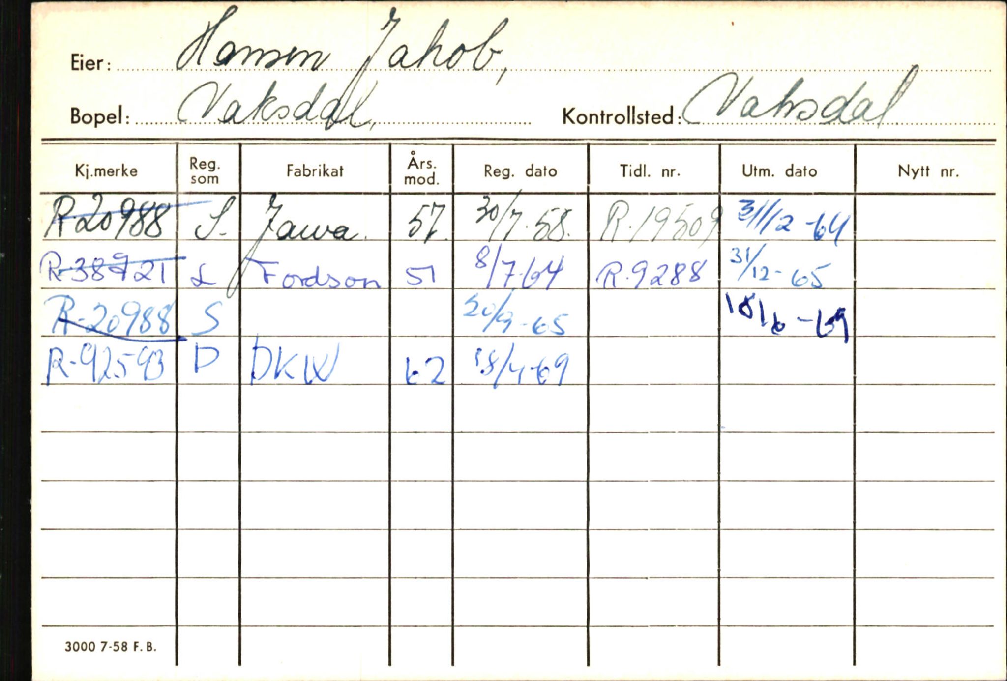 Statens vegvesen, Hordaland vegkontor, AV/SAB-A-5201/2/Ha/L0019: R-eierkort H, 1920-1971, p. 5