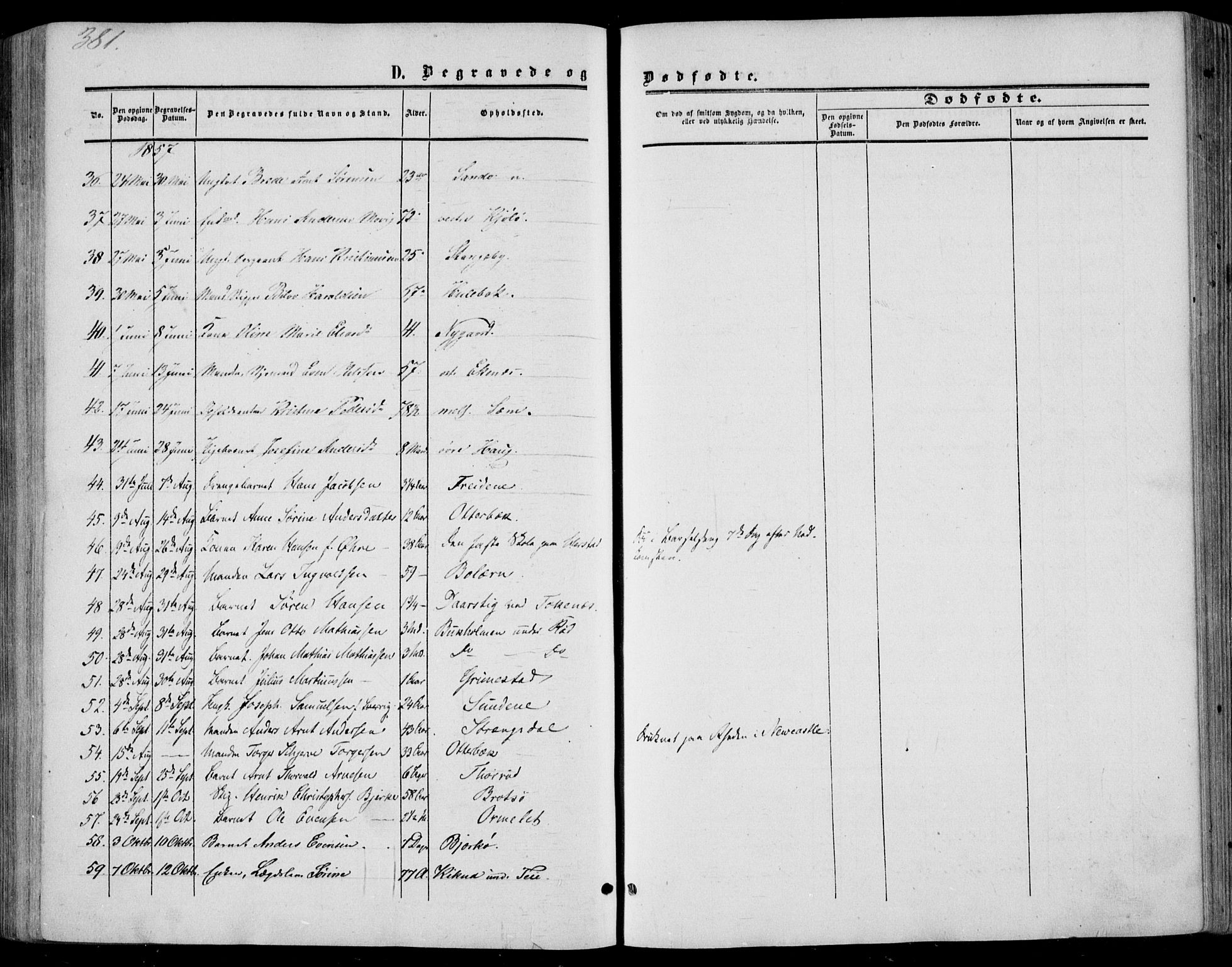 Nøtterøy kirkebøker, AV/SAKO-A-354/F/Fa/L0006: Parish register (official) no. I 6, 1852-1864, p. 381