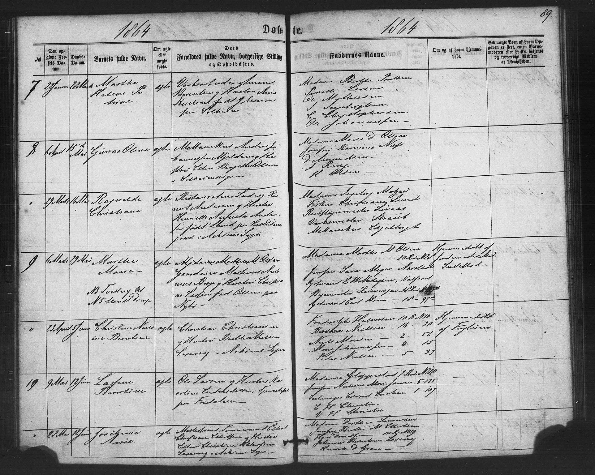 St. Jørgens hospital og Årstad sokneprestembete, AV/SAB-A-99934: Parish register (copy) no. A 3, 1863-1872, p. 89