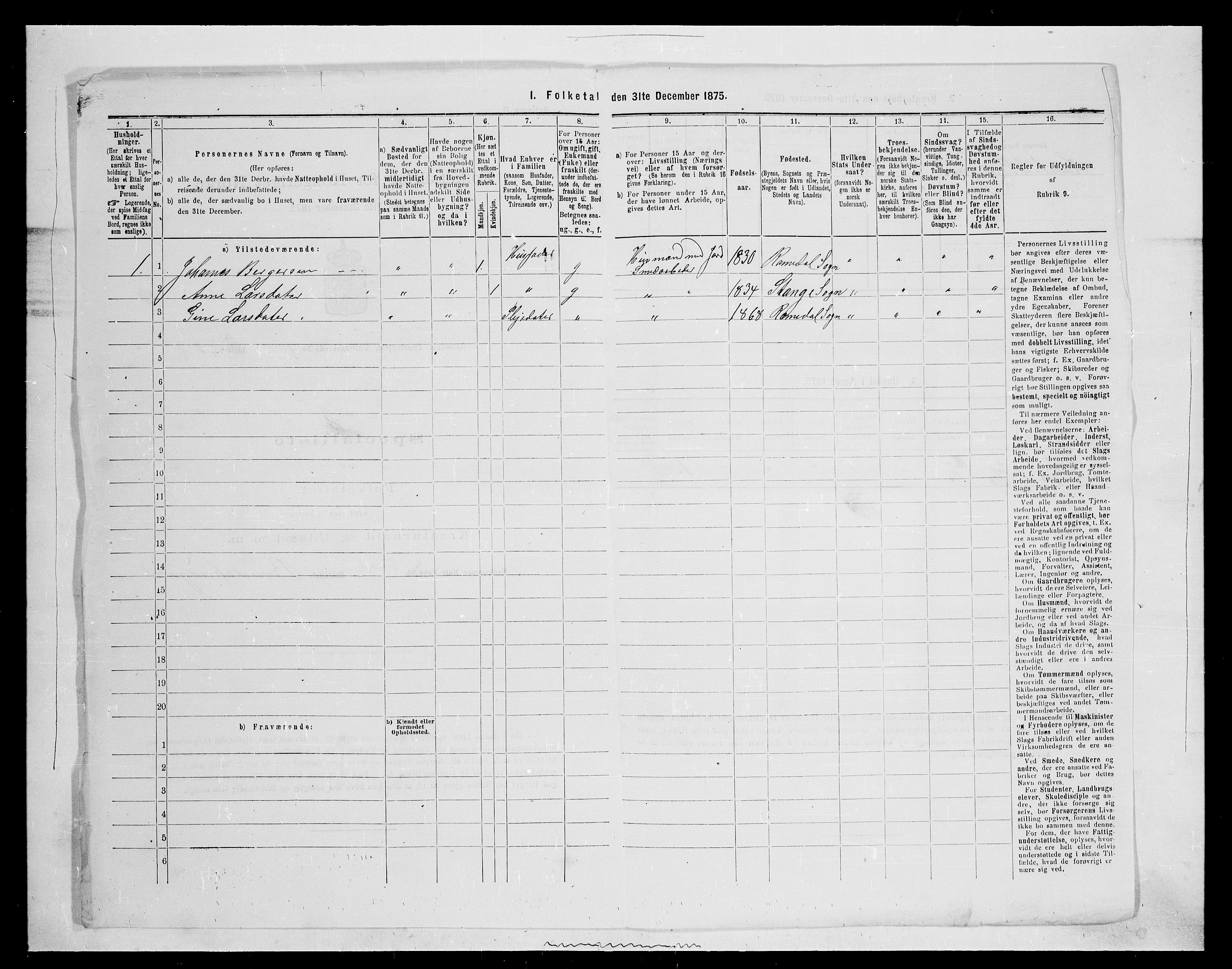 SAH, 1875 census for 0416P Romedal, 1875, p. 120