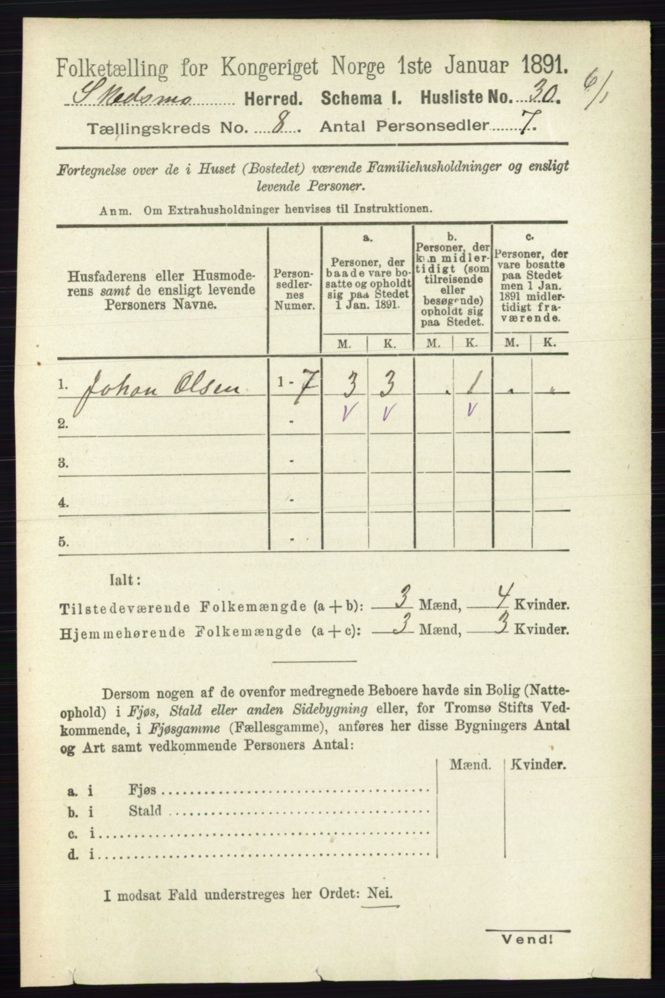 RA, 1891 census for 0231 Skedsmo, 1891, p. 3840
