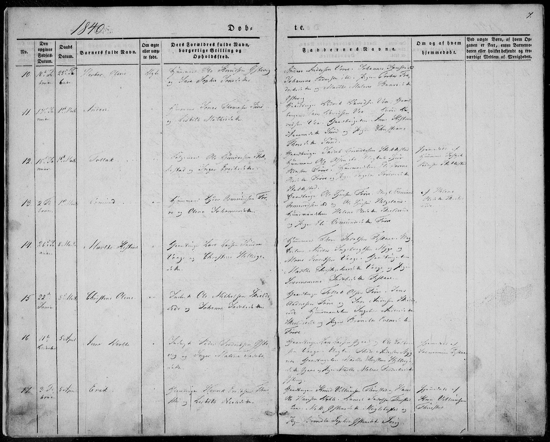 Avaldsnes sokneprestkontor, AV/SAST-A -101851/H/Ha/Haa/L0006: Parish register (official) no. A 6, 1839-1847, p. 7