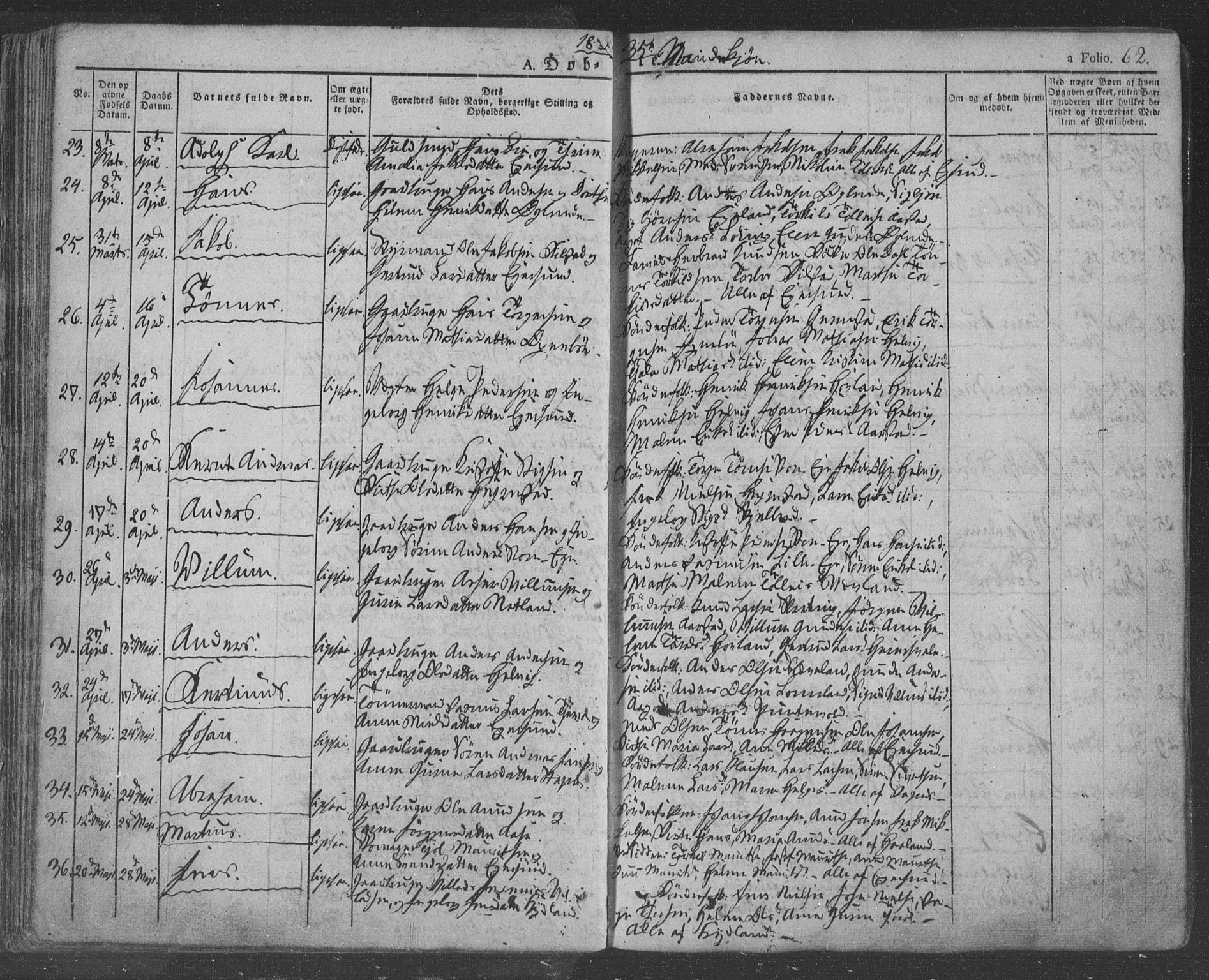 Eigersund sokneprestkontor, AV/SAST-A-101807/S08/L0009: Parish register (official) no. A 9, 1827-1850, p. 62