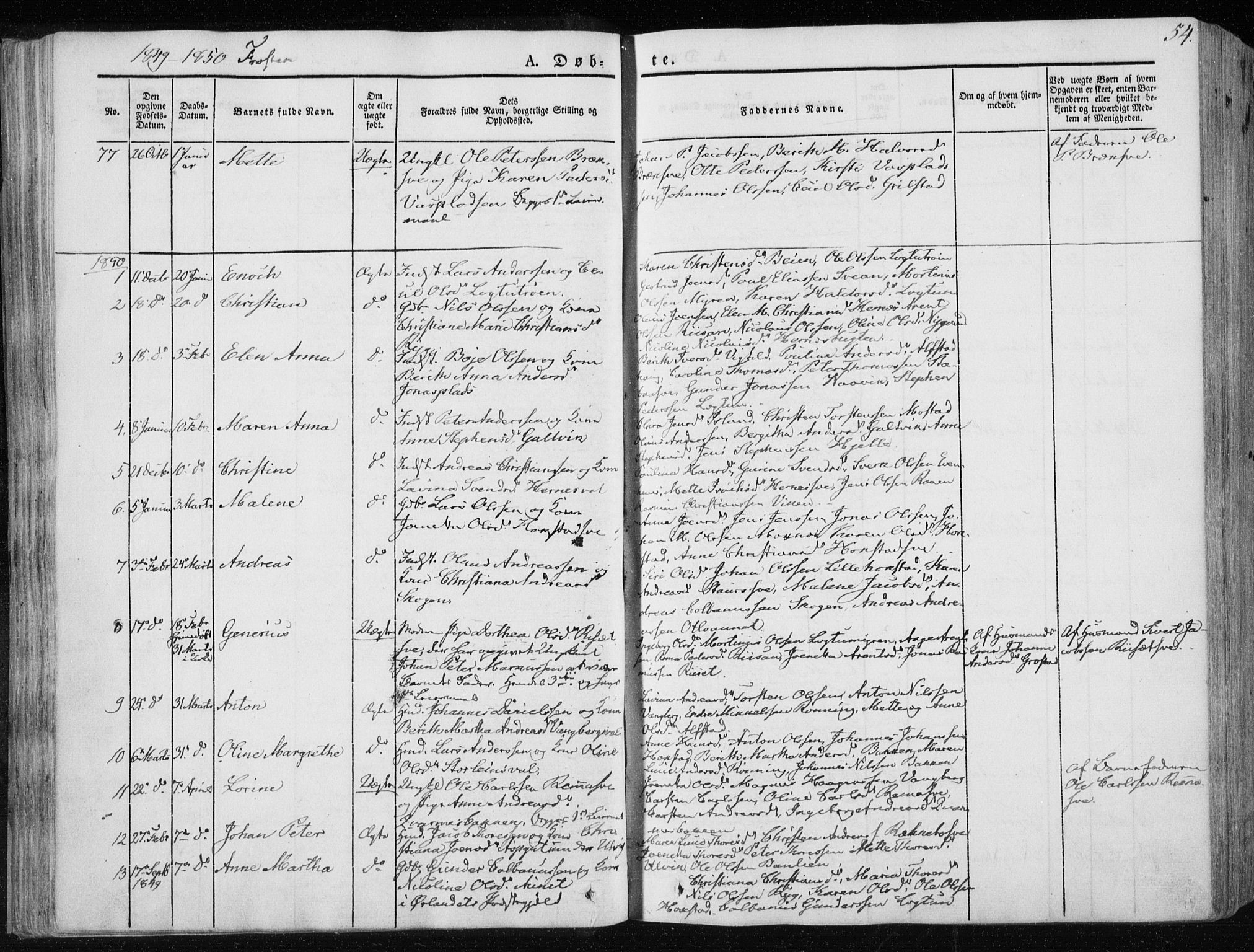 Ministerialprotokoller, klokkerbøker og fødselsregistre - Nord-Trøndelag, AV/SAT-A-1458/713/L0115: Parish register (official) no. 713A06, 1838-1851, p. 54