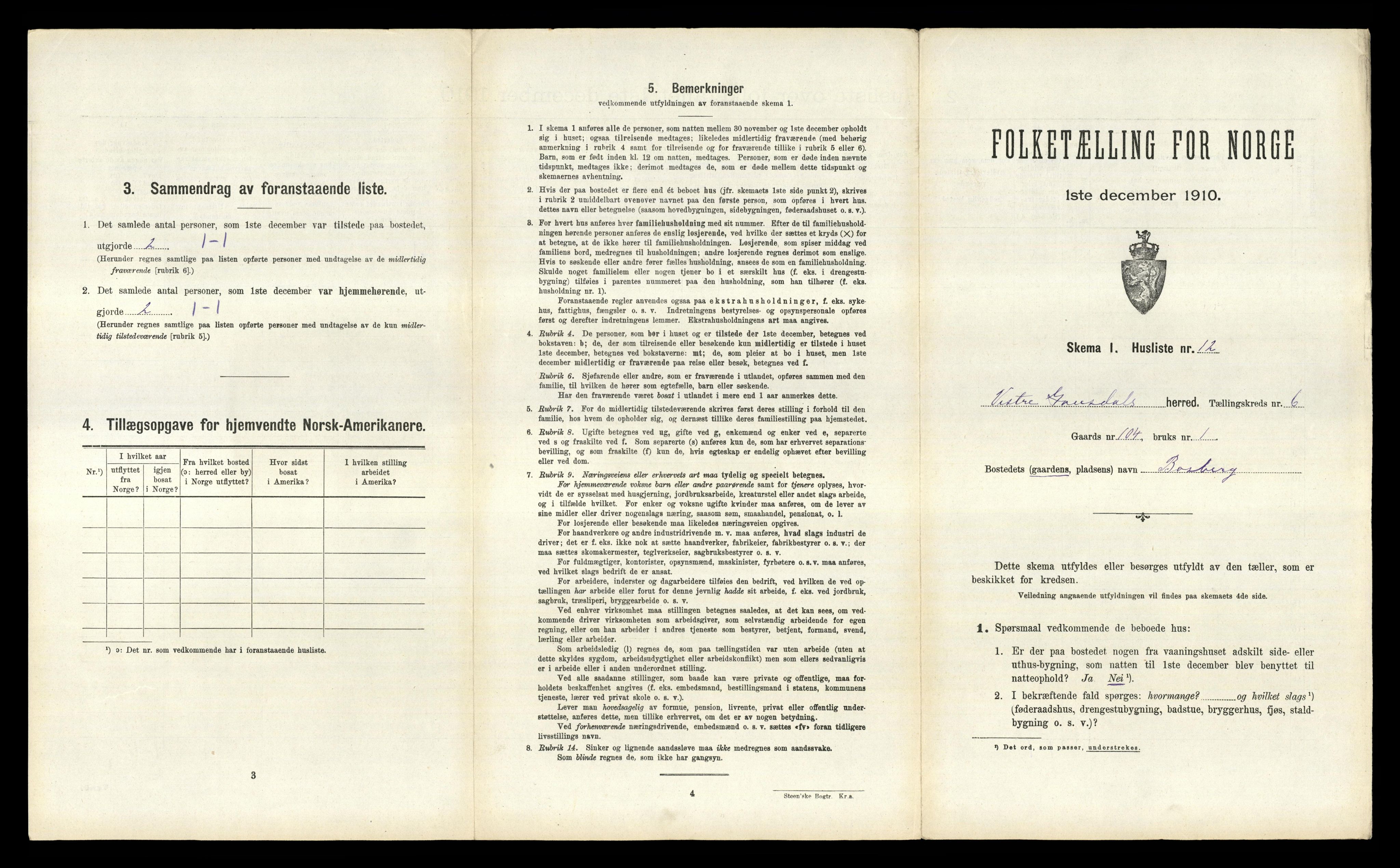 RA, 1910 census for Vestre Gausdal, 1910, p. 773