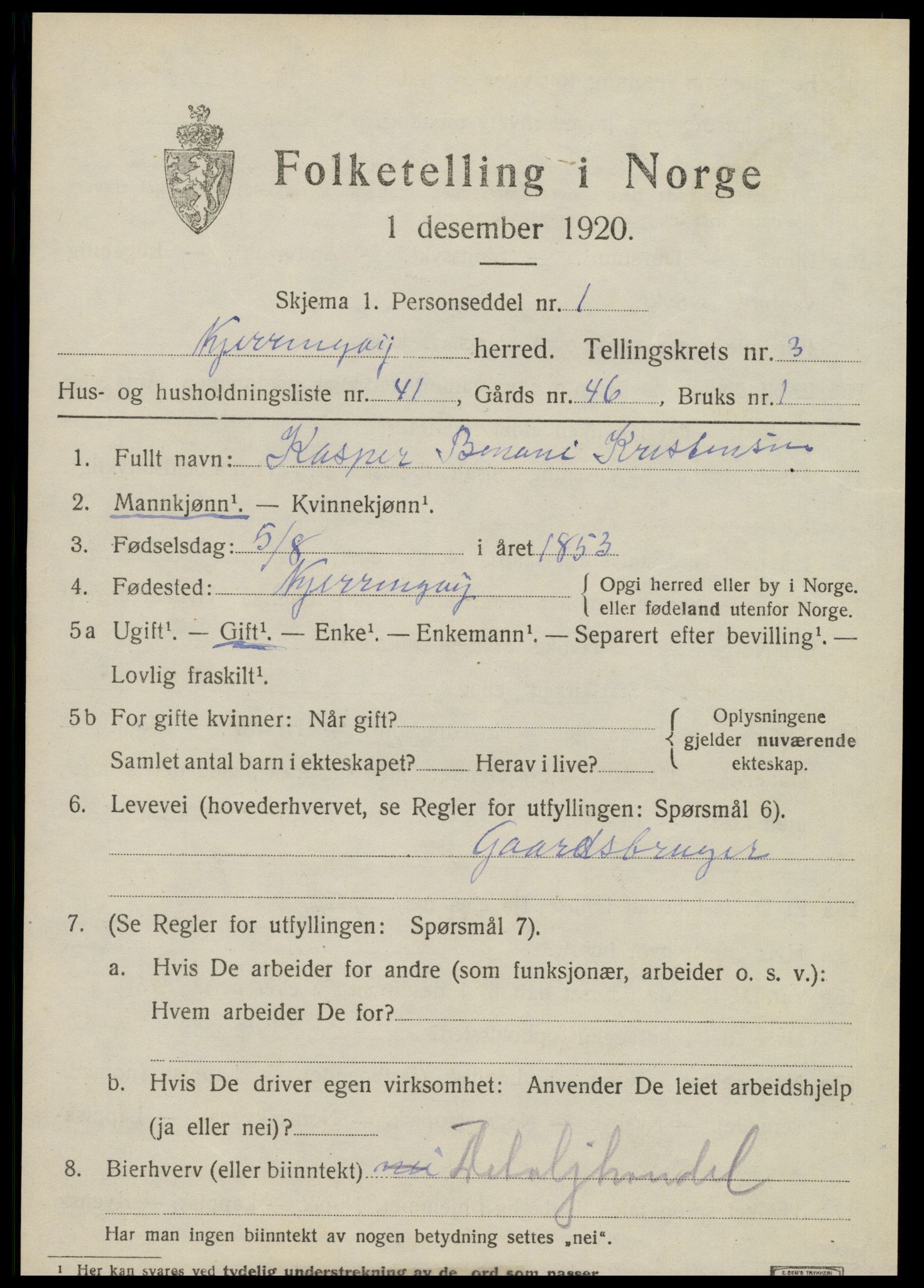 SAT, 1920 census for Kjerringøy, 1920, p. 1697