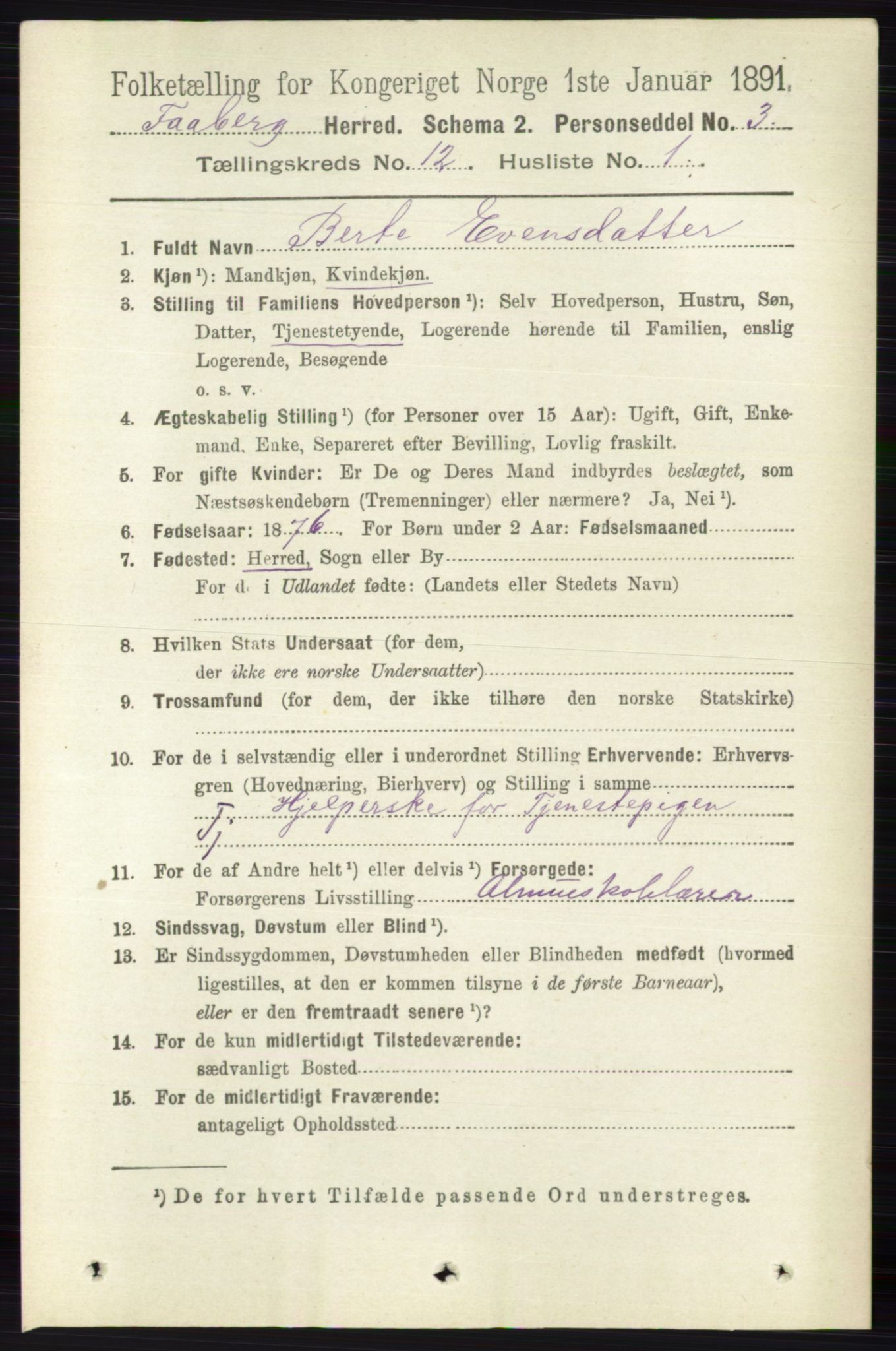 RA, 1891 census for 0524 Fåberg, 1891, p. 4773