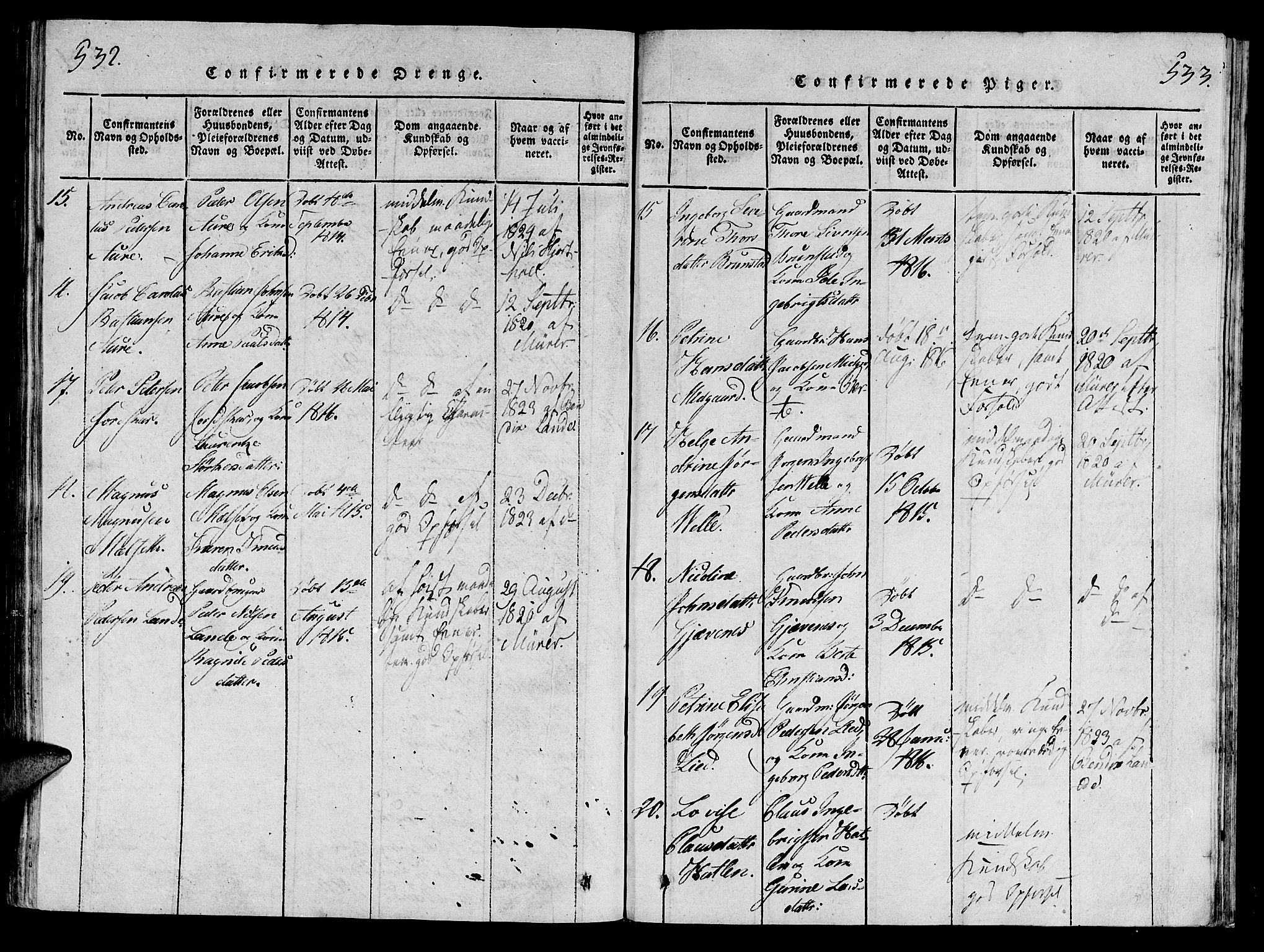 Ministerialprotokoller, klokkerbøker og fødselsregistre - Møre og Romsdal, AV/SAT-A-1454/522/L0310: Parish register (official) no. 522A05, 1816-1832, p. 532-533