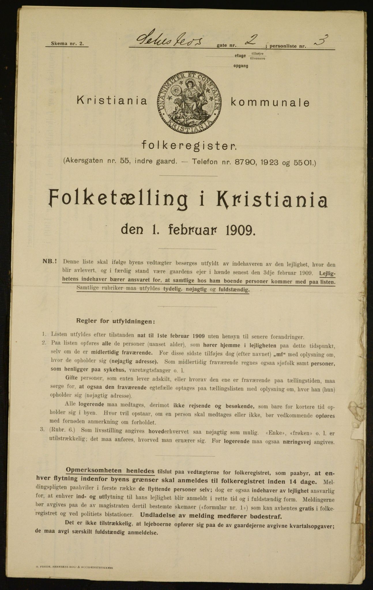 OBA, Municipal Census 1909 for Kristiania, 1909, p. 85123