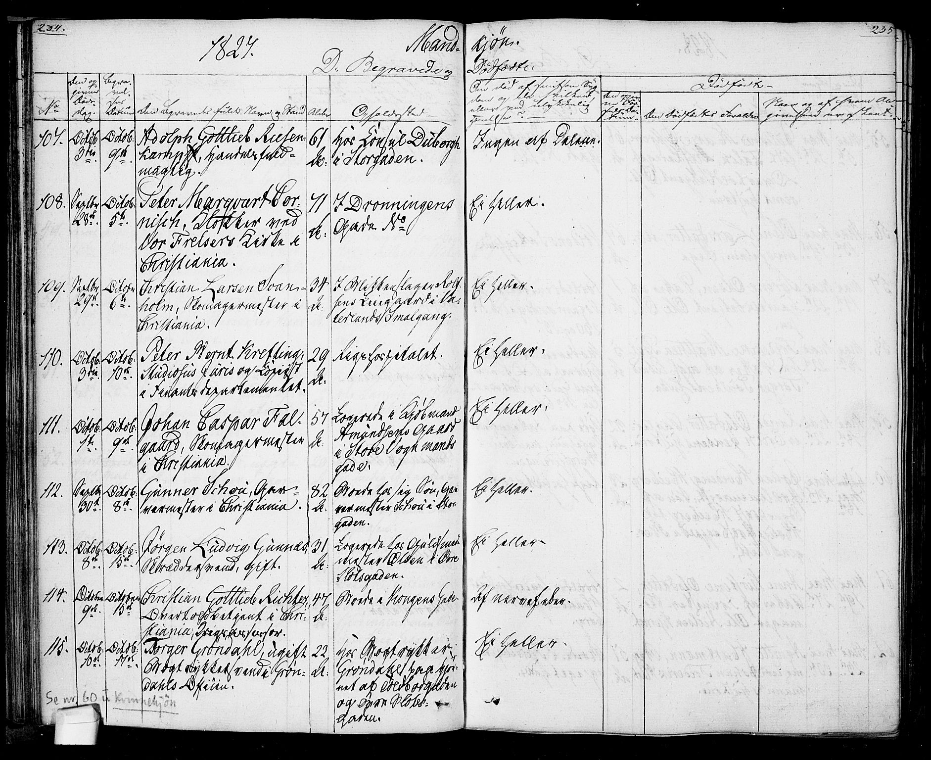 Oslo domkirke Kirkebøker, SAO/A-10752/F/Fa/L0022: Parish register (official) no. 22, 1824-1829, p. 234-235