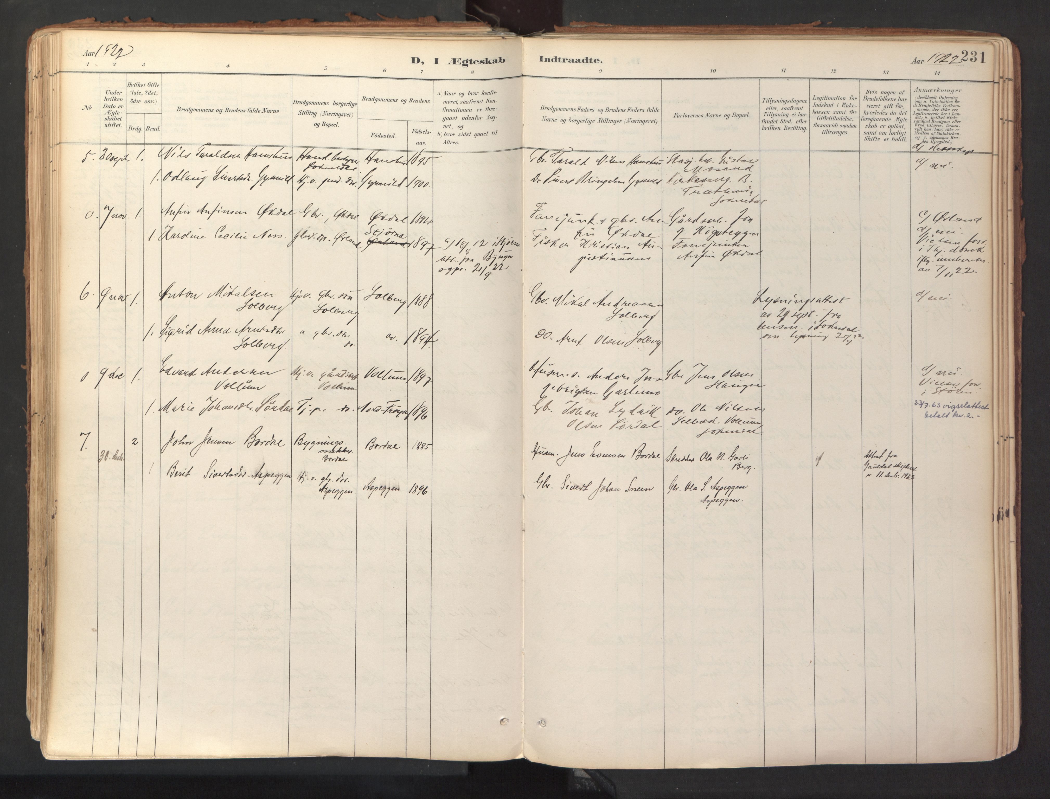 Ministerialprotokoller, klokkerbøker og fødselsregistre - Sør-Trøndelag, AV/SAT-A-1456/689/L1041: Parish register (official) no. 689A06, 1891-1923, p. 231