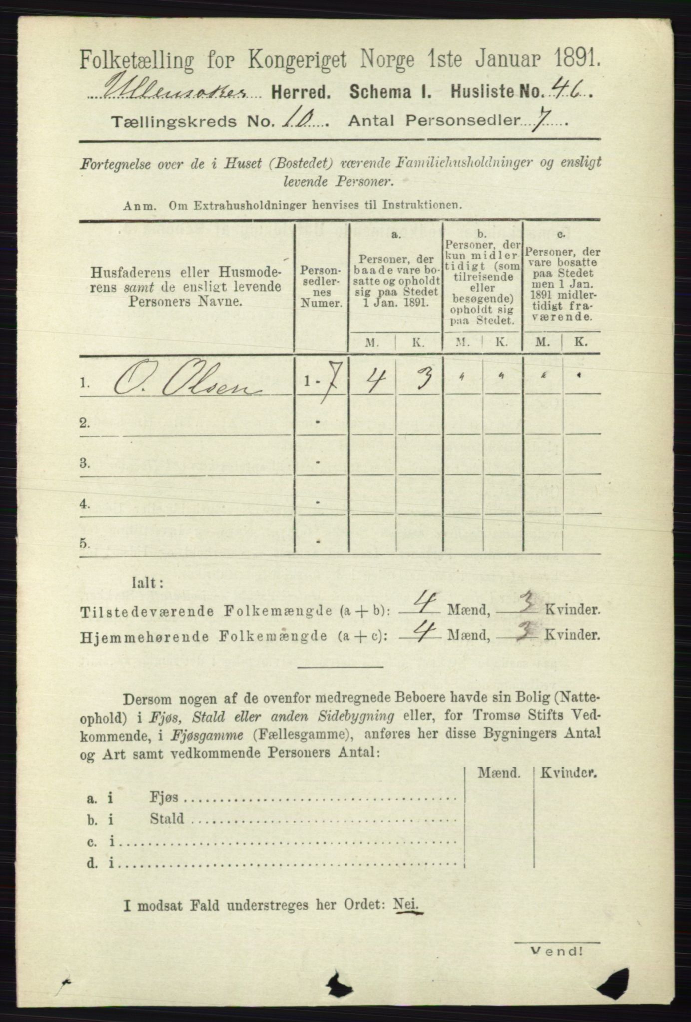 RA, 1891 census for 0235 Ullensaker, 1891, p. 4495